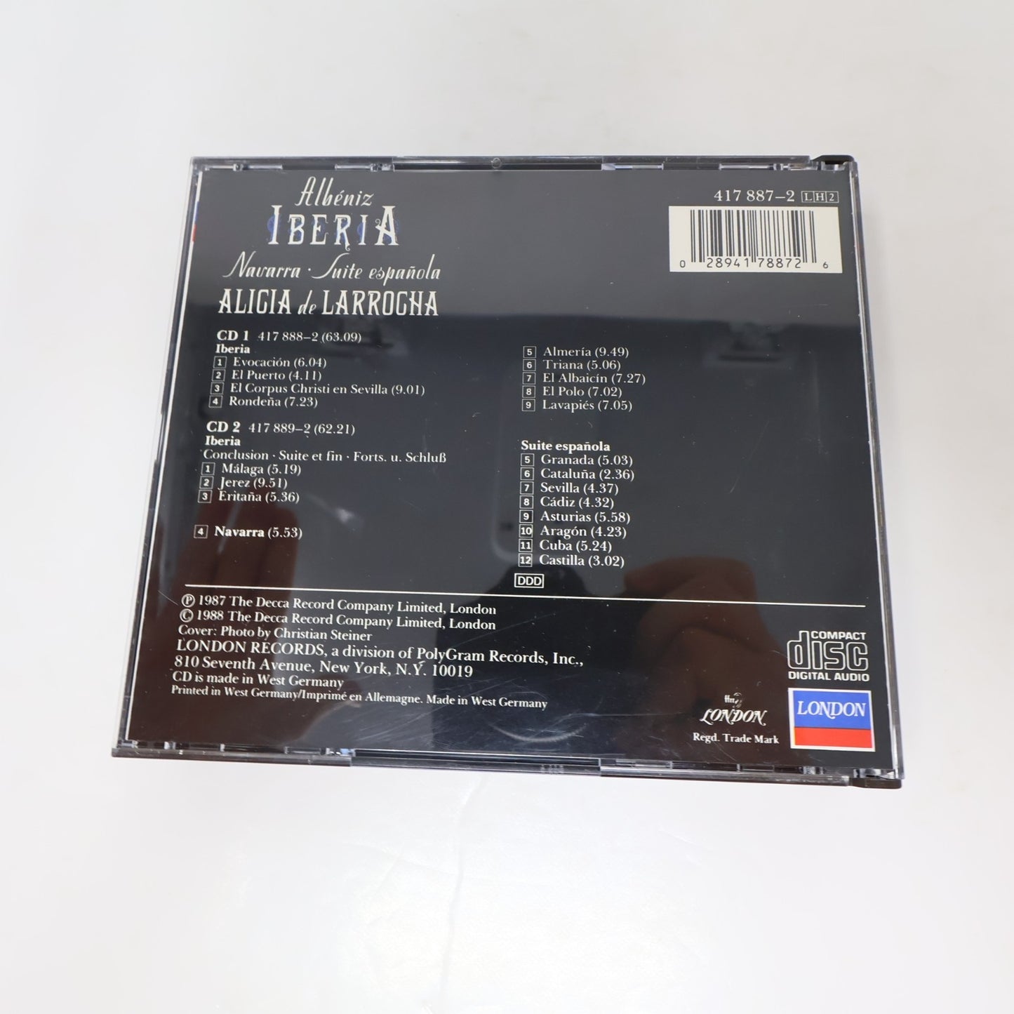Alicia De Larrocha Isaac Albéniz Iberia/Navarra/Suite Espaňola Double CD 1988