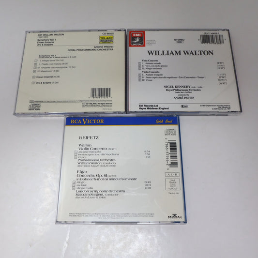 Walton Violin 3 CD Lot Violin/Viola Concertos/Symphony #1 Nigel Kennedy Prévin