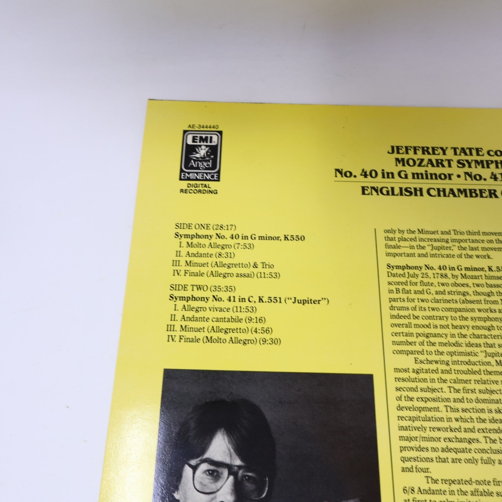 Jeffrey Tate English Chamber Orchestra Mozart Symphony 40-41 LP Record AE-344440