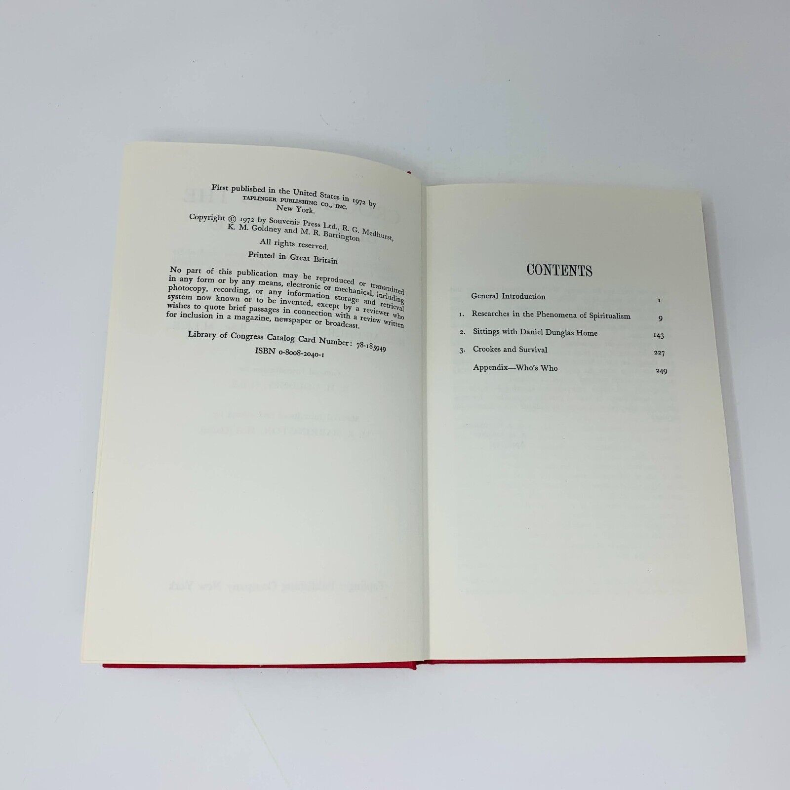 1972 William Crookes and the Spirit World Psychical Research Hardcover Medhurst