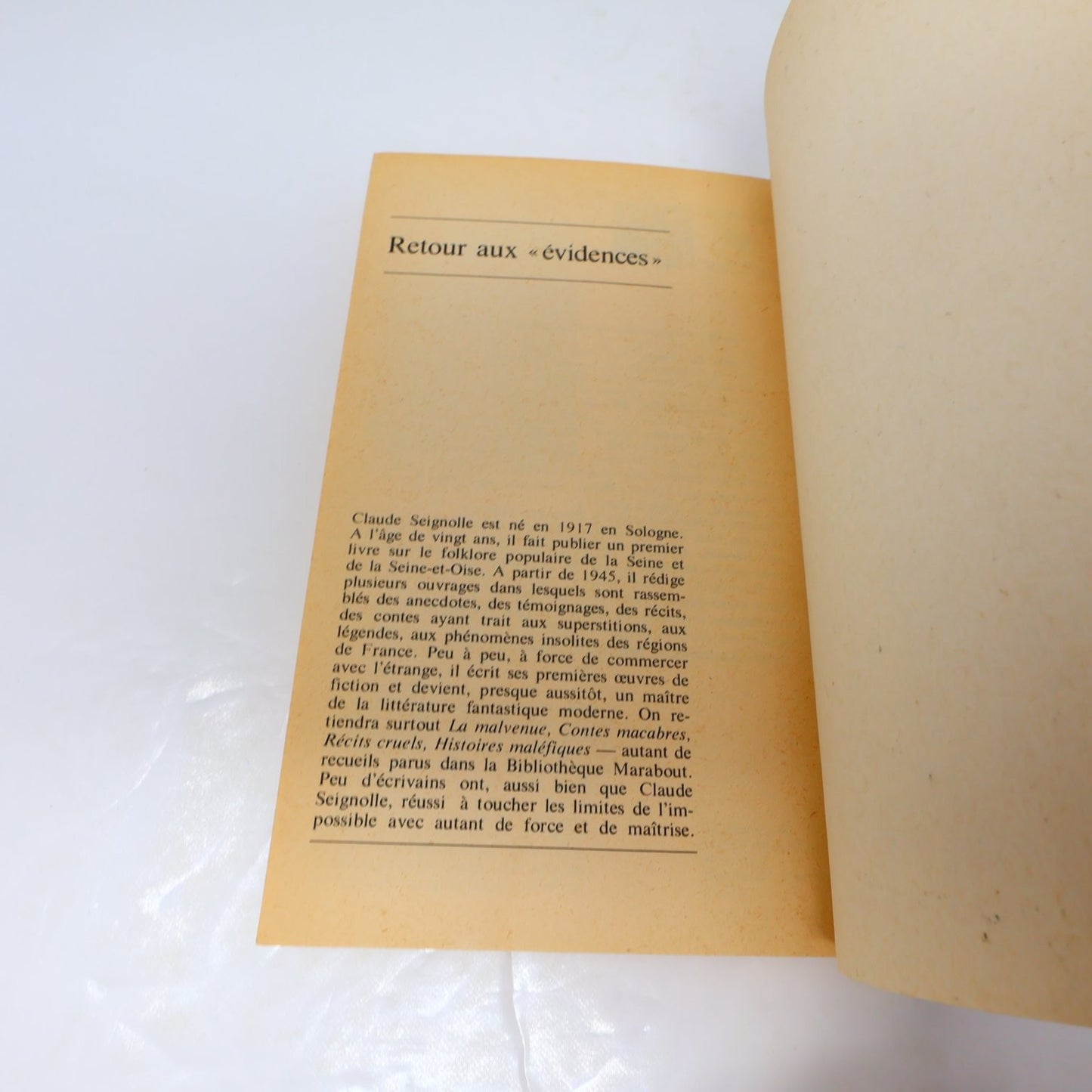 Histoires Vénéneuses Claude Seignolle 1972 Français Marabout Occulte Ténèbres