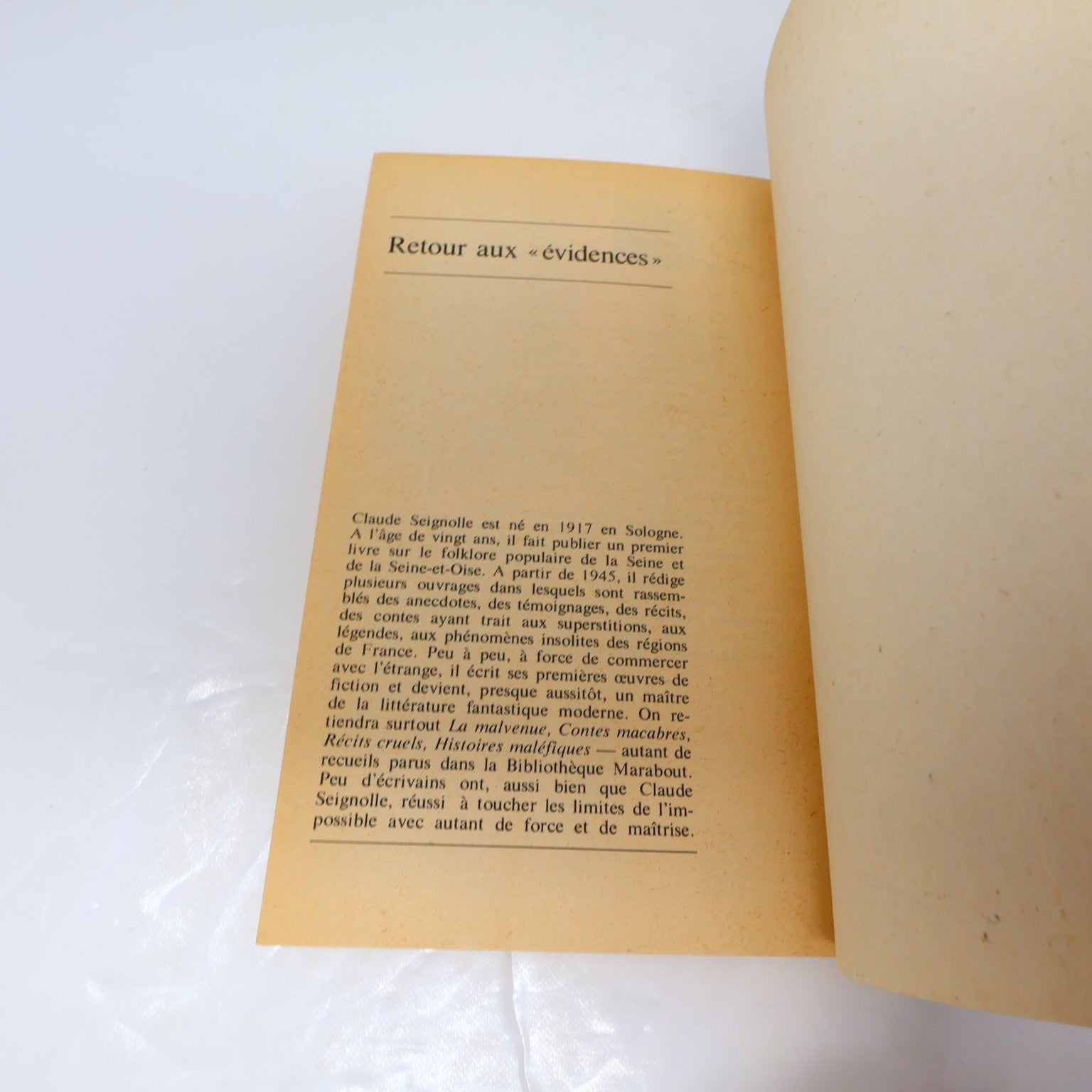 Histoires Vénéneuses Claude Seignolle 1972 Français Marabout Occulte Ténèbres