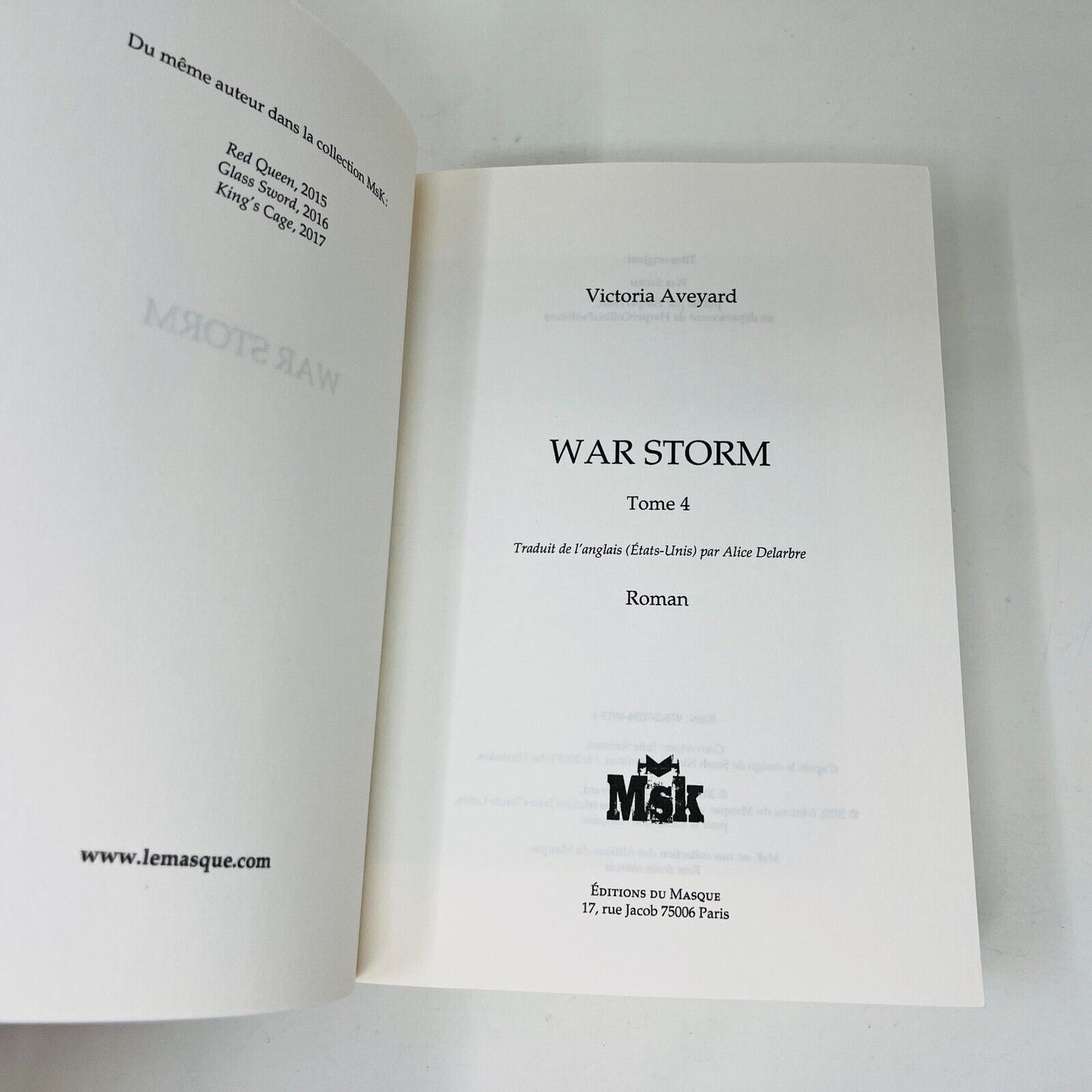 2020 War Storm de Victoria Aveyard en Français/French Livre MSK Saga Red Queen