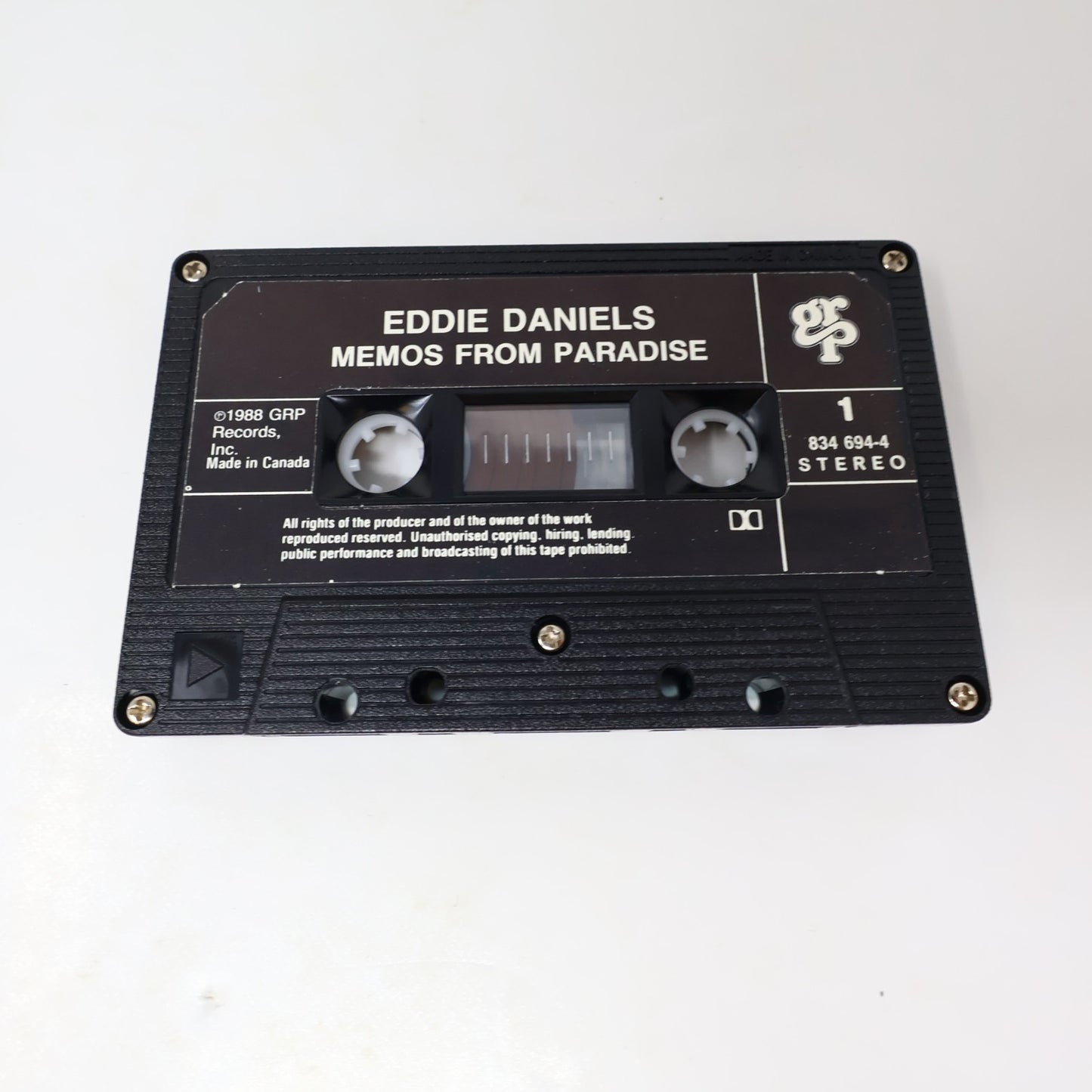 Eddie Daniels Memos From Paradise Cassette Jazz 1988 GRP 834 694-4 Spectralight