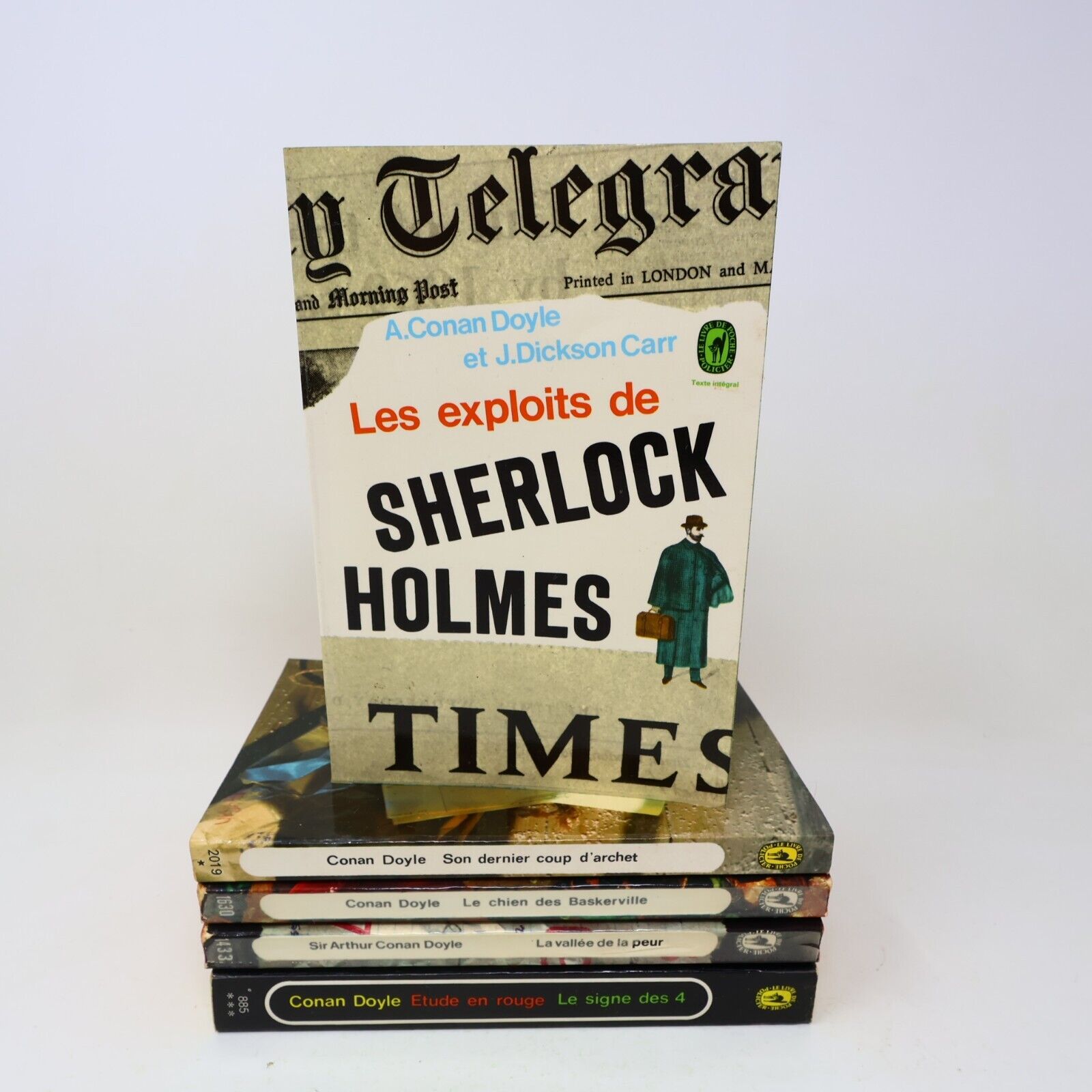 Sherlock Holmes Lot 5 Livres Arthur Conan Doyle Français Livre de Poche PB 70s