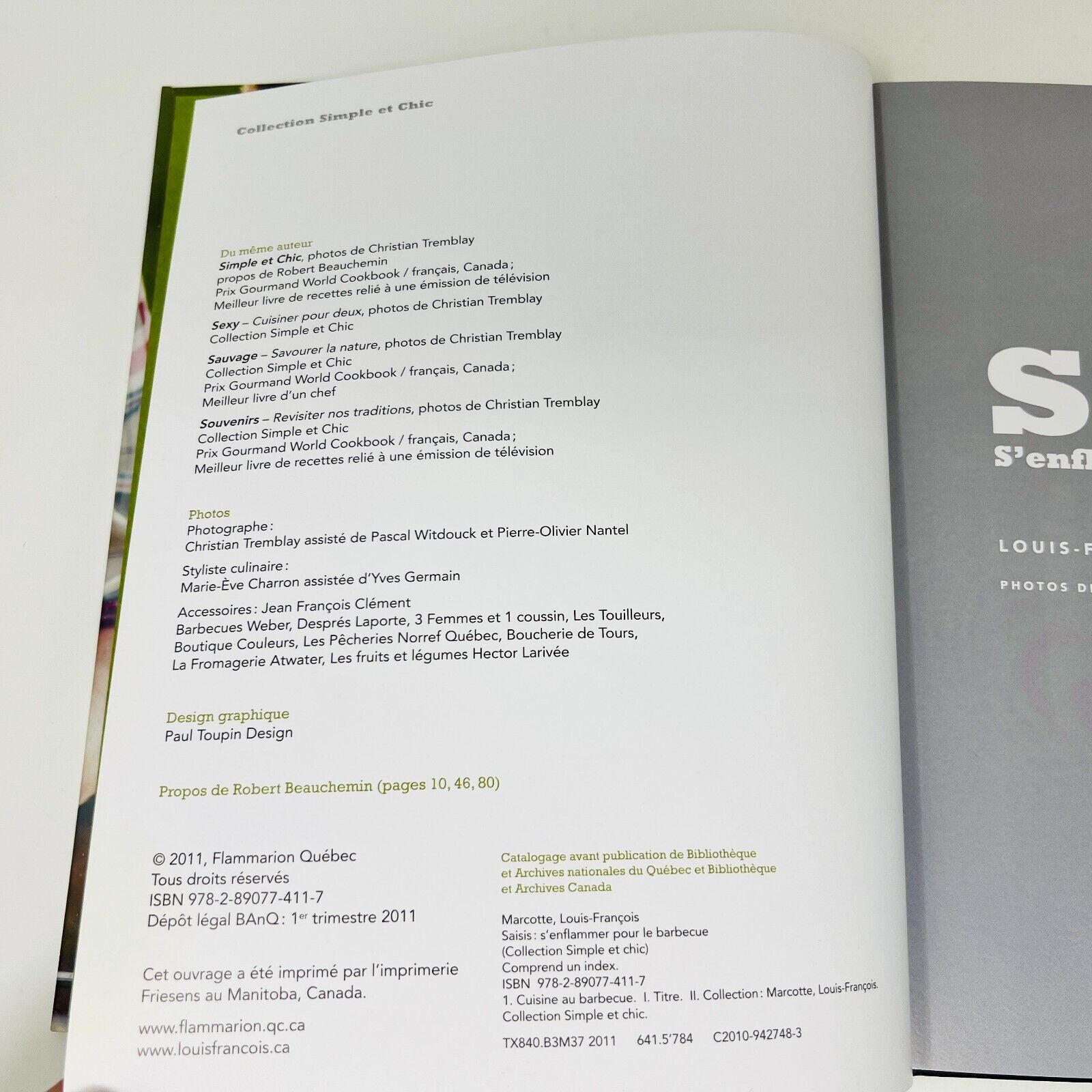 Saisis 1 & 2 de Louis-François Marcotte Lot de Livres Recettes Cuisine Barbecue