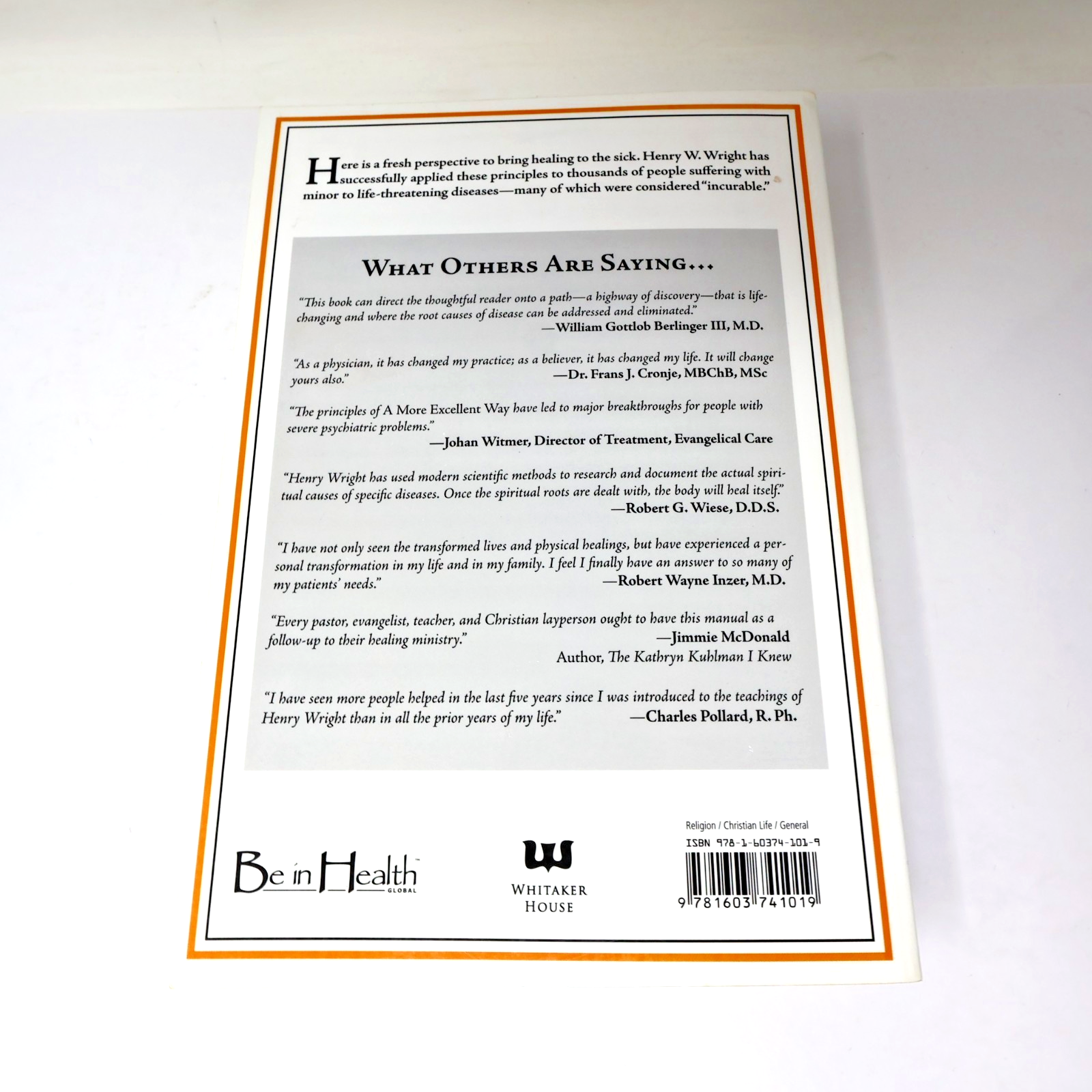 A More Excellent Way to Be in Health Henry W. Wright Whitaker House 2009 NO DVD