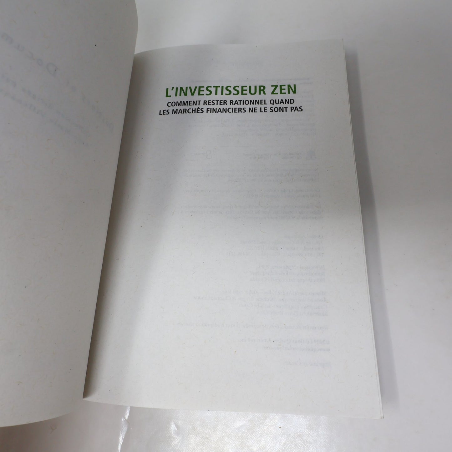 L'Investisseur Zen Sébastien Trudel 2009 PB Bourse Affaires Finances Français