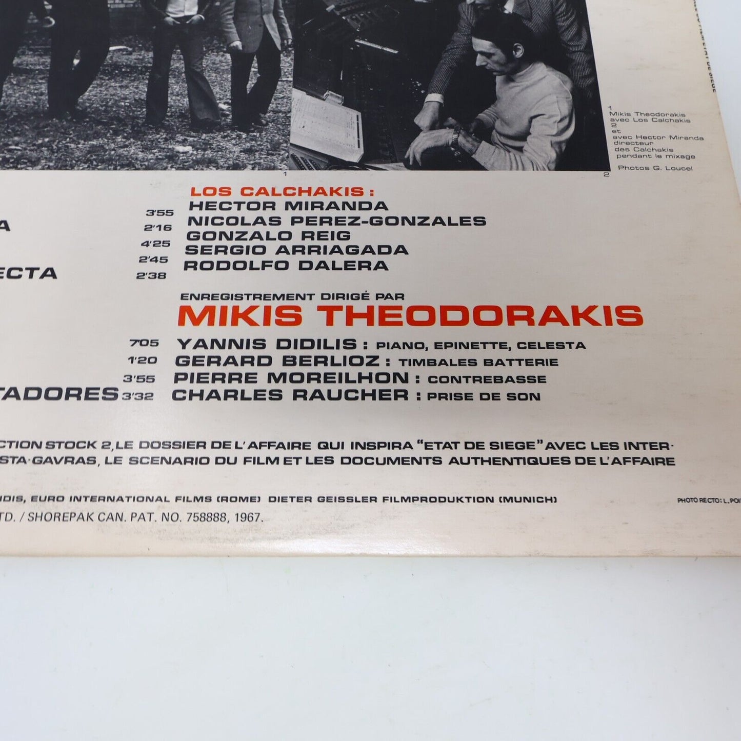 Los Calchakis État de Siège Film Soundtrack LP Disque FS 90207 Mikis Theodorakis