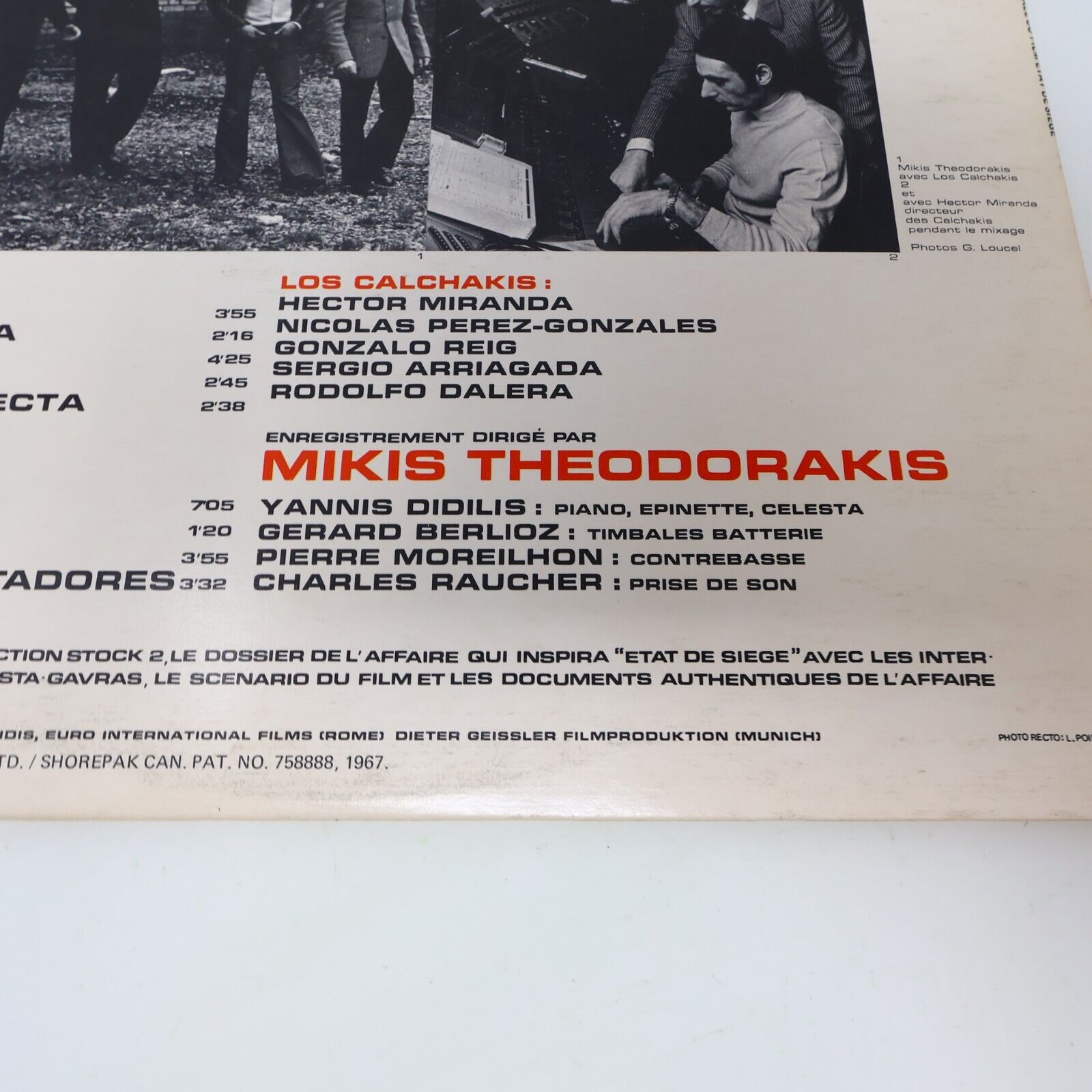 Los Calchakis État de Siège Film Soundtrack LP Disque FS 90207 Mikis Theodorakis
