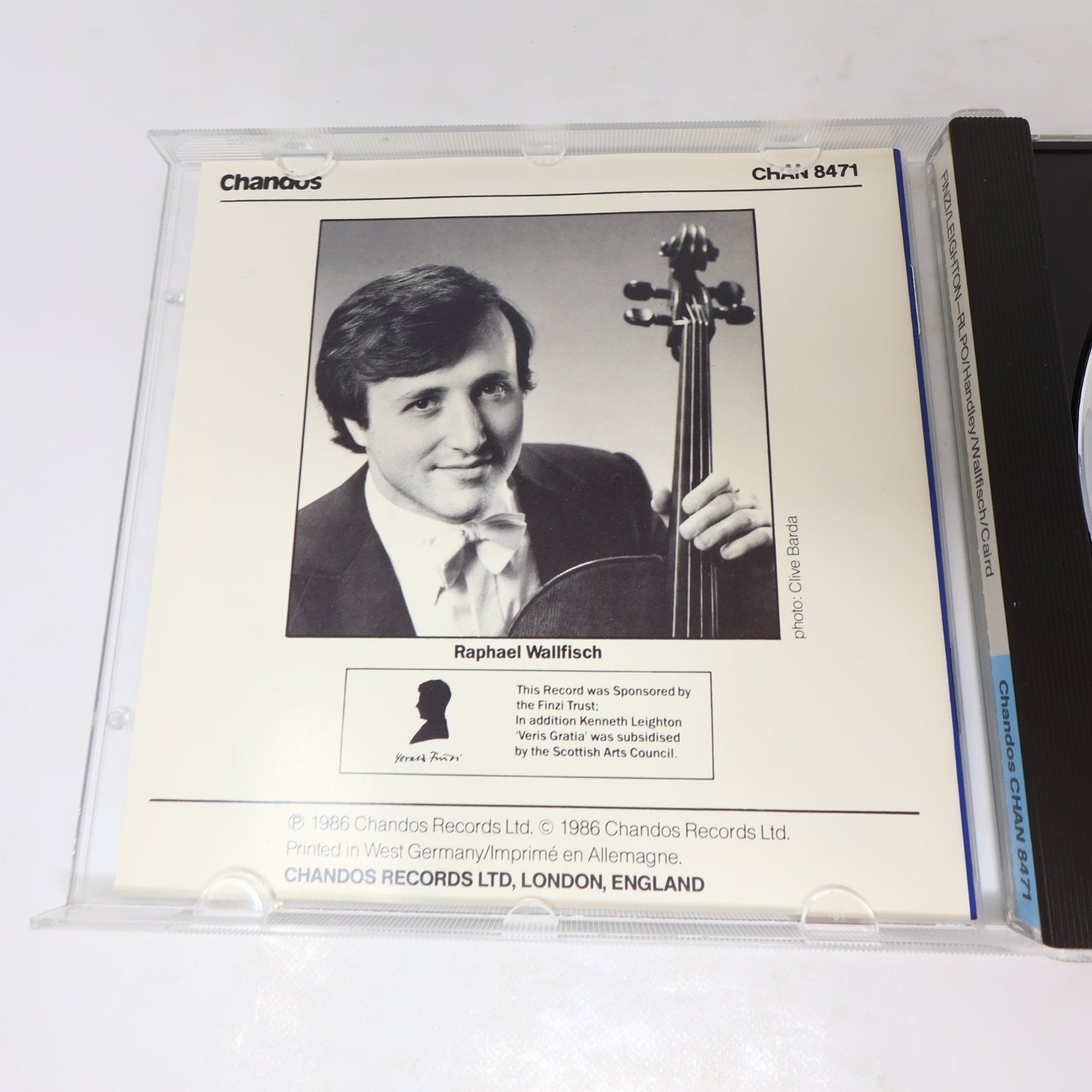 Finzi Cello Concerto Leighton Veris Gratia CD 1986 Classical Chandos Wallfisch