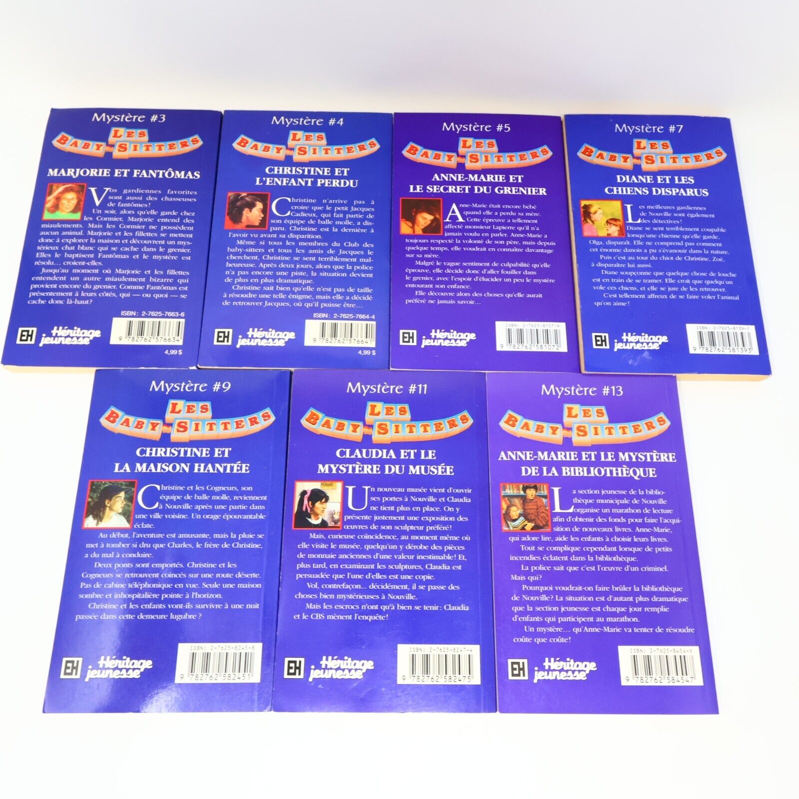 Lot 7 Livres Les Baby-Sitters Mystère #3-5 7 9 11 13 Ann M. Martin EH Français