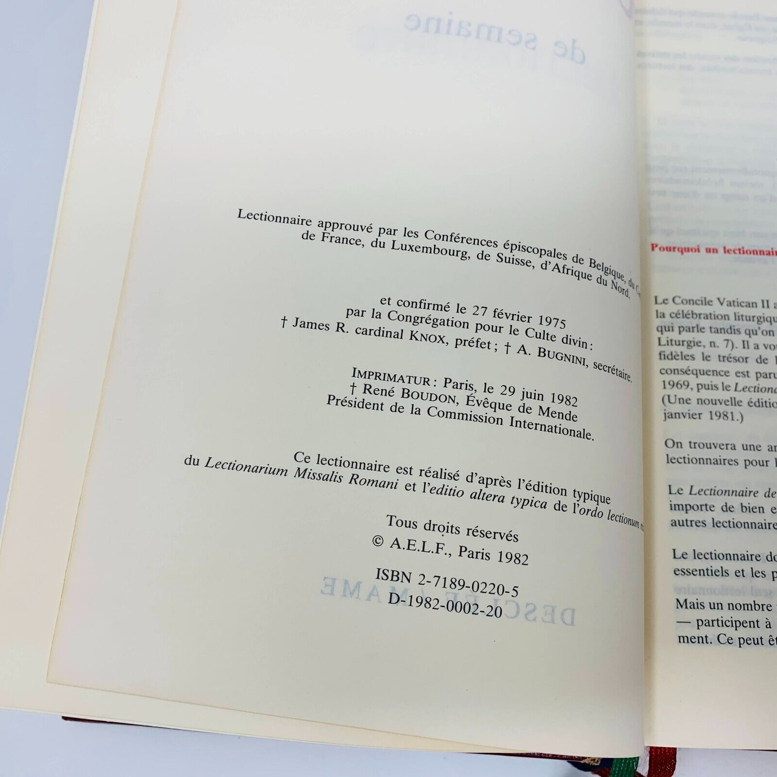 1993 Lectionnaire de Semaine Desclée Mame Français Temps Liturgiques Hardcover