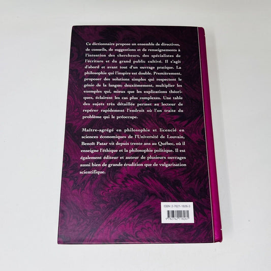 1995 Dictionnaire Actuel de l'Art d'Écrire Fides de Benoît Patar Écriture/Langue
