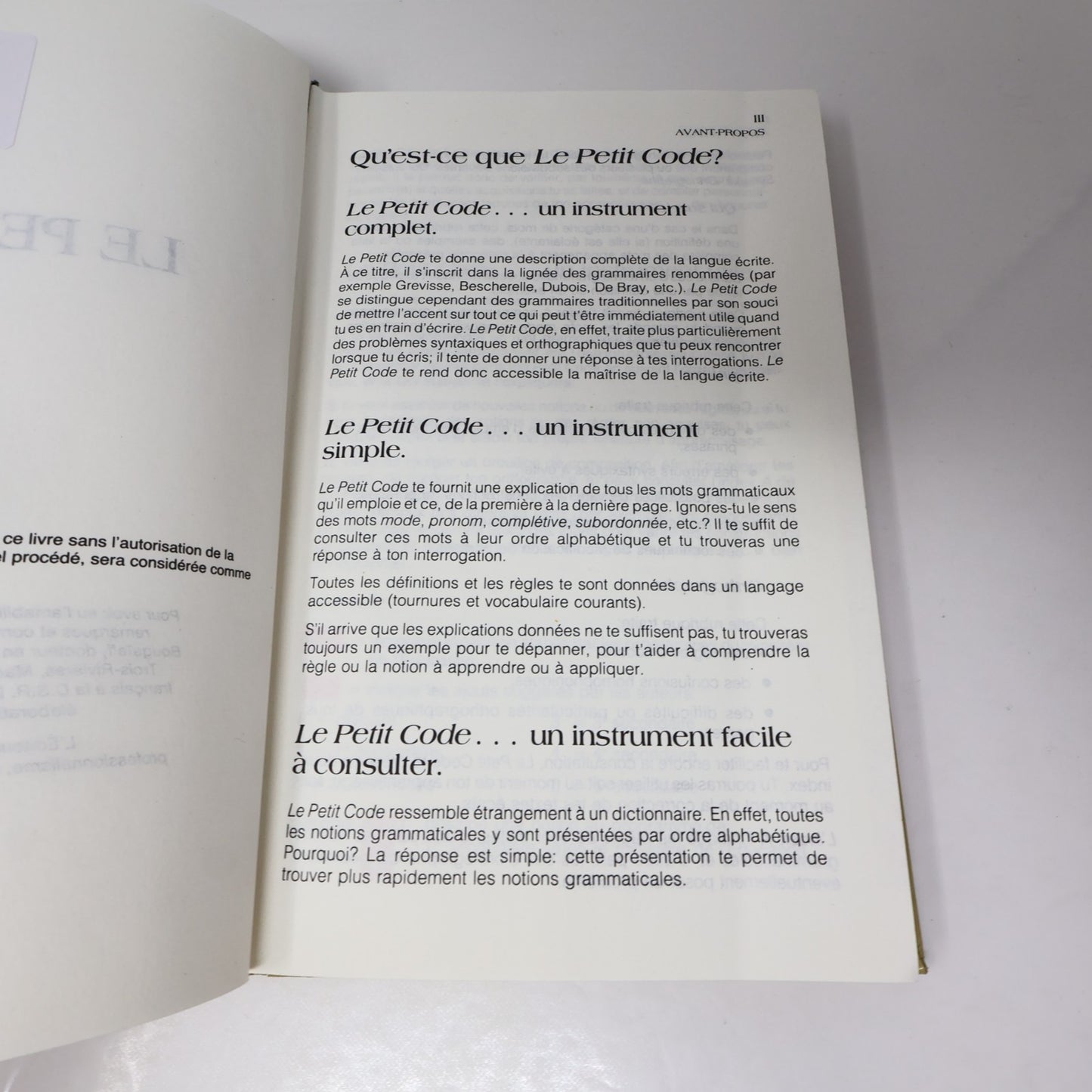 Le Petit Code Syntaxique et Orthographique Martin/Issenhuth 1986 HC Français 80s