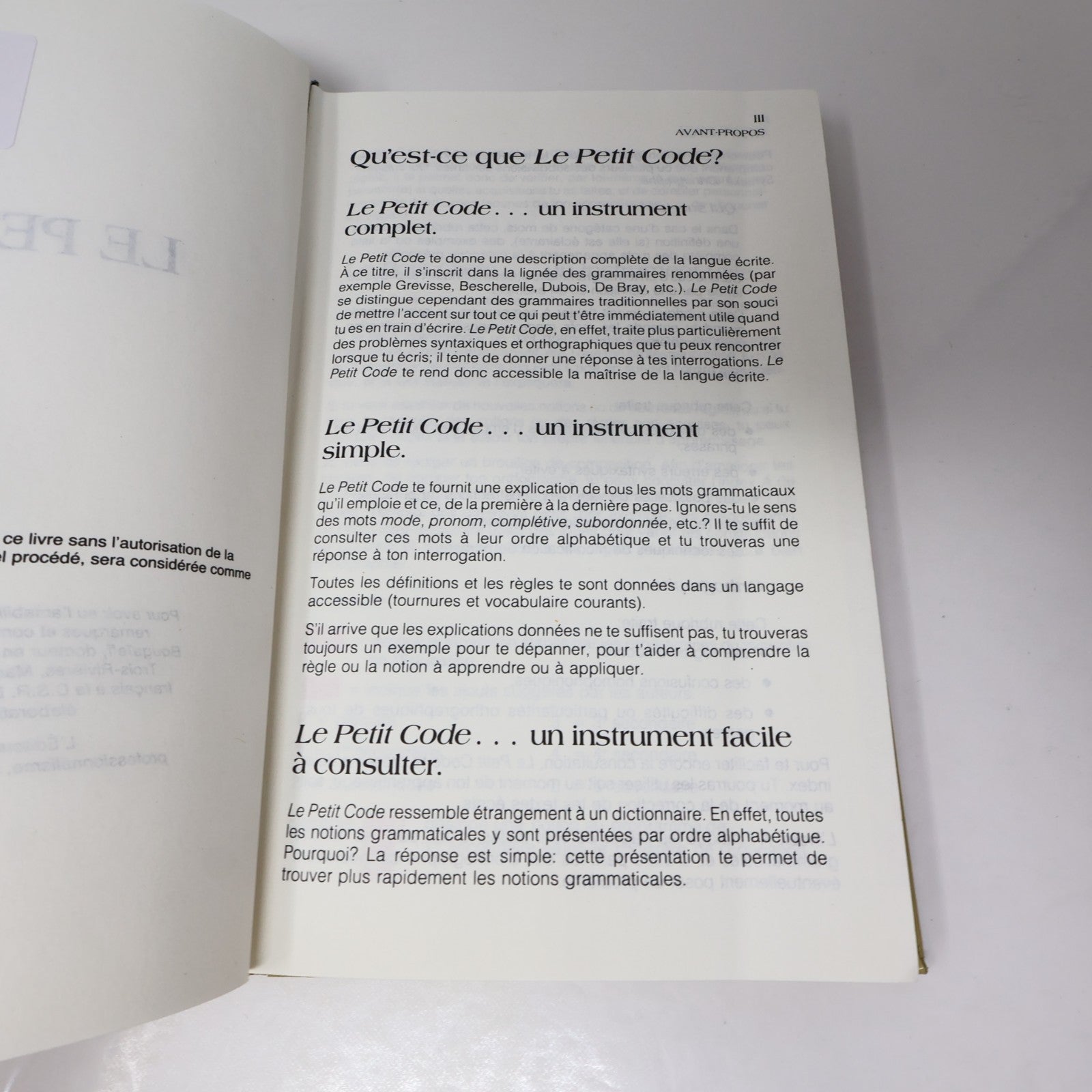 Le Petit Code Syntaxique et Orthographique Martin/Issenhuth 1986 HC Français 80s