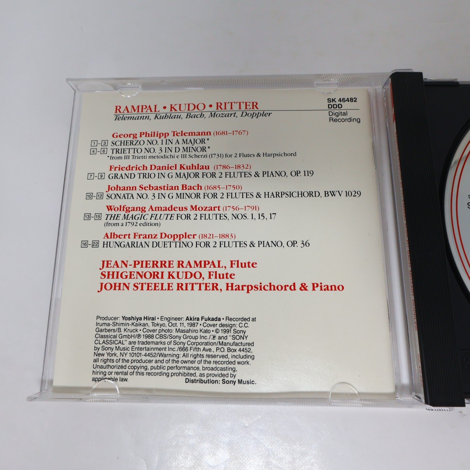 Rampal & Kudo Play Telemann/Kuhlau/Bach/Mozart/Doppler CD Ritter Sony SK 46 482