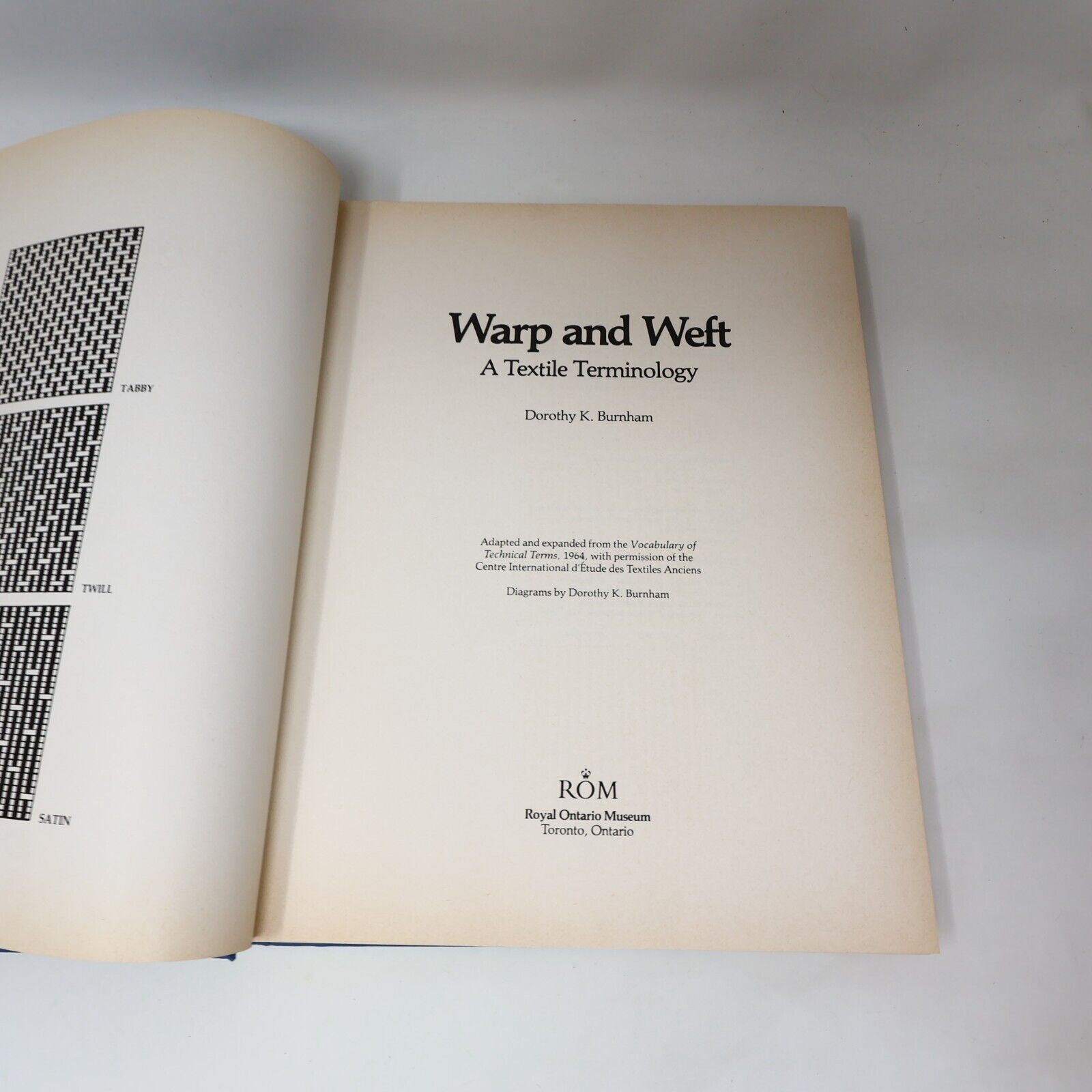 1980 Warp and Weft a Textile Terminology by Dorothy K. Burnham Hardcover HC ROM