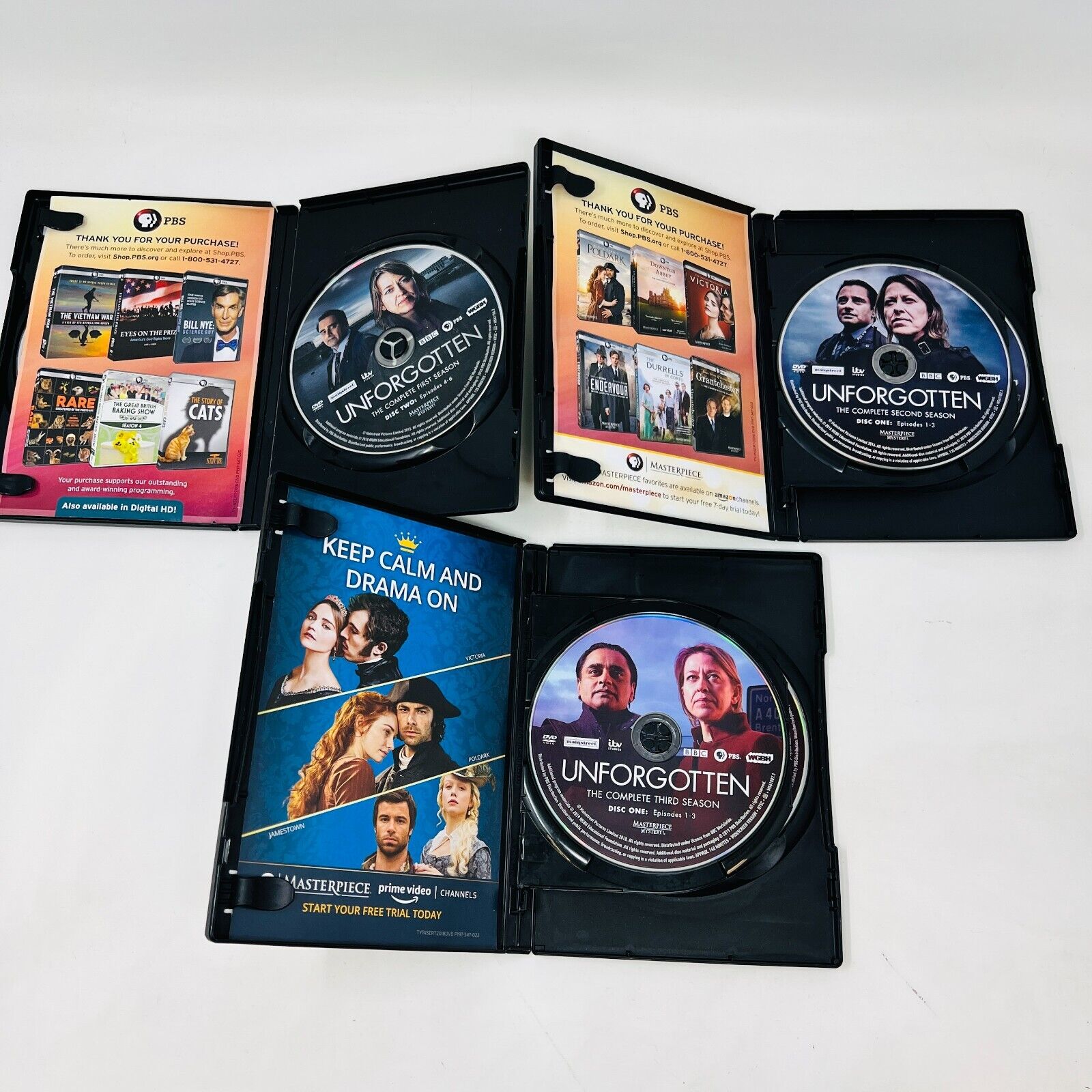 Unforgotten Seasons #1-2-3 DVD Lot Tested PBS Region 1 TV Serie Nicola Walker