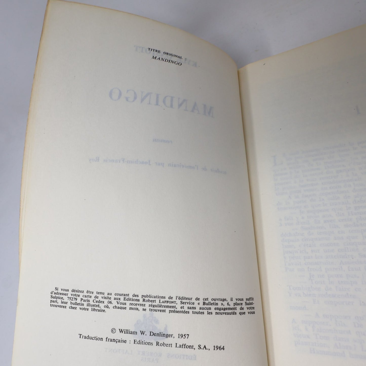 1975 Mandigo Kyle Onstott Robert Laffont Littérature Américaine Roman États-Unis