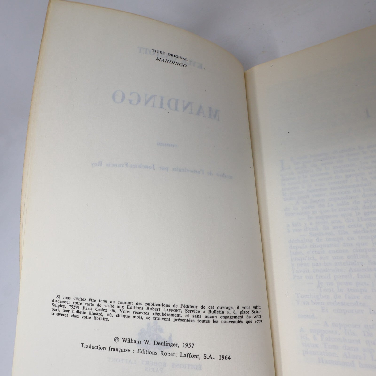 1975 Mandigo Kyle Onstott Robert Laffont Littérature Américaine Roman États-Unis