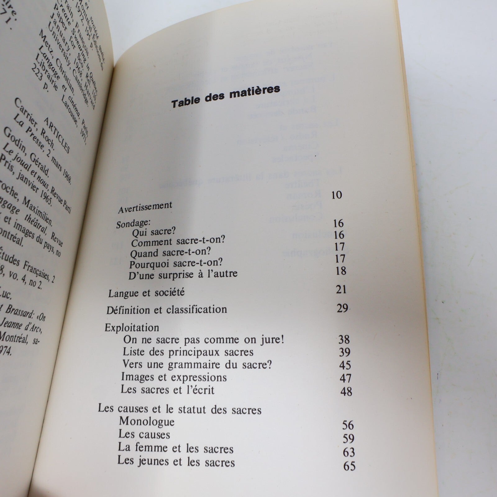 1974 Le Livre des Sacres et Blasphèmes Québécois Gilles Charest L'Aurore Société