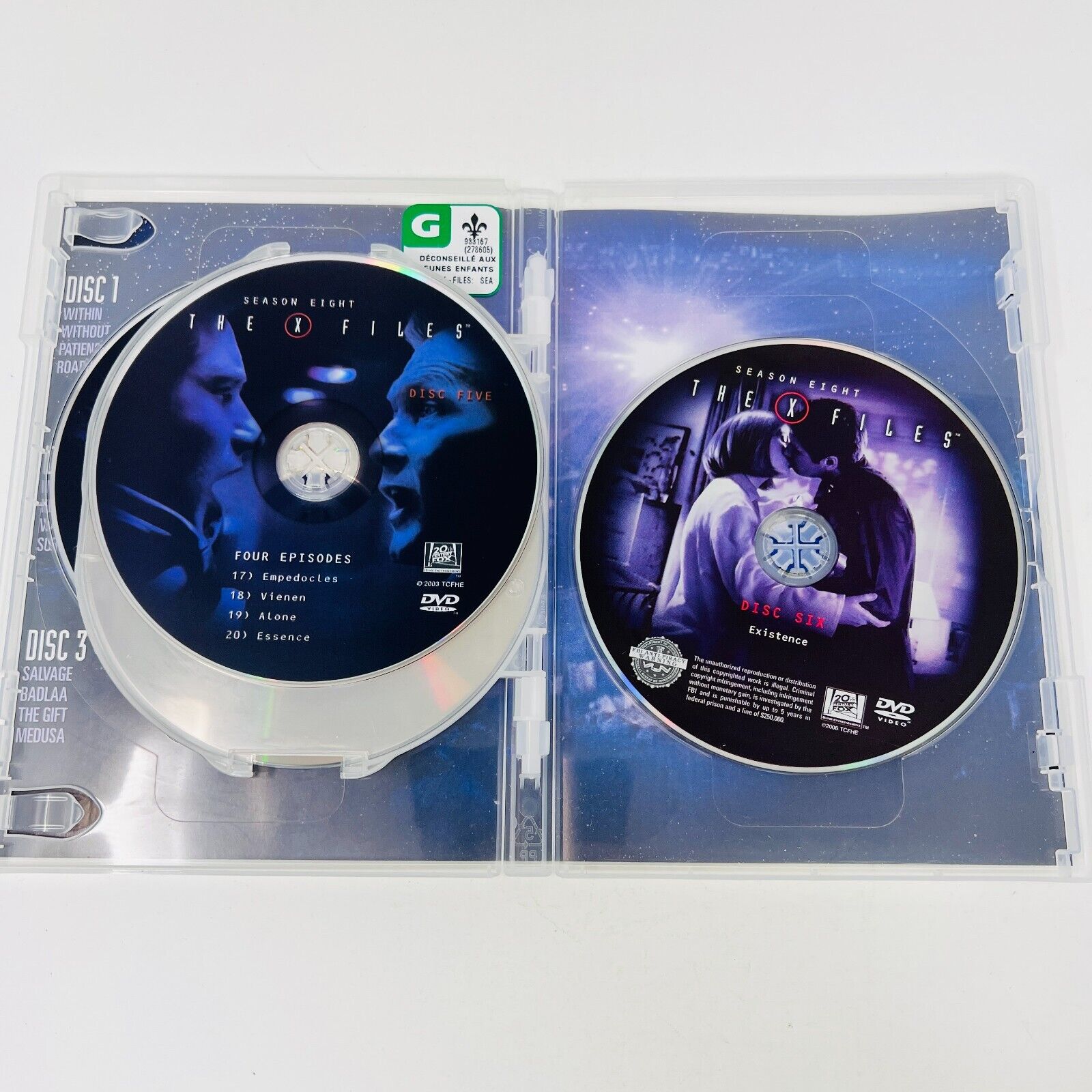 2009 The X-Files The Complete Season 8 DVD Tested 6-Discs NTSC English/Français