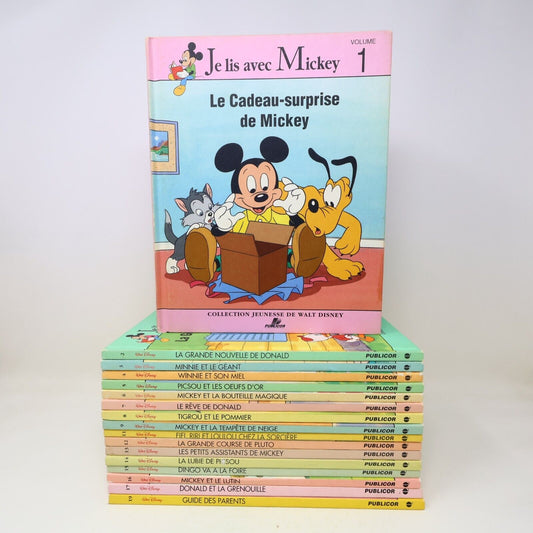 Lot 17 Livres Je Lis avec Mickey Walt Disney Publicor Jeunes Enfants Français HC
