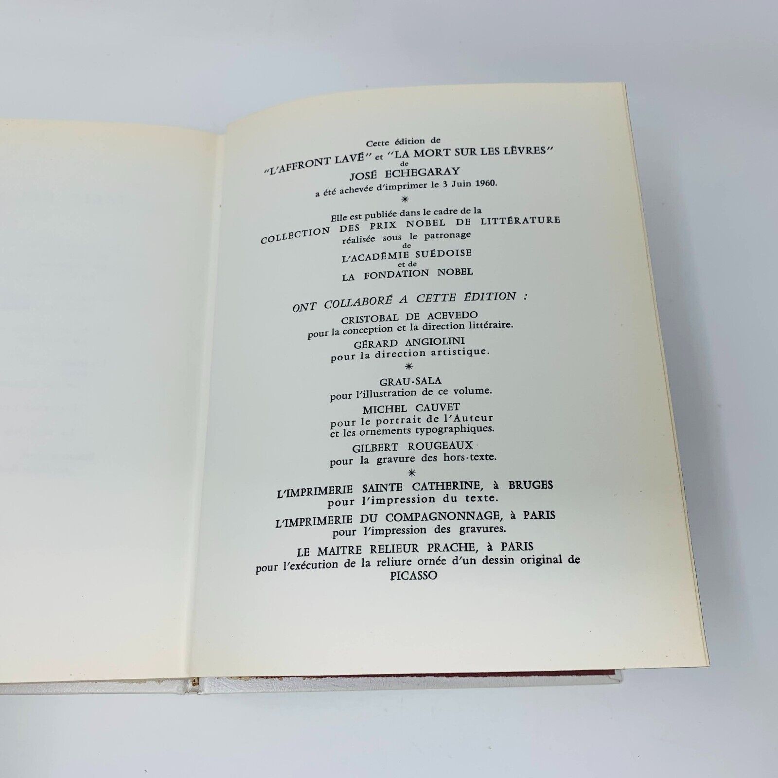 1960 L'Affront Lavé La Mort sur les Lèvres Rombaldi Nobel José Echegaray French