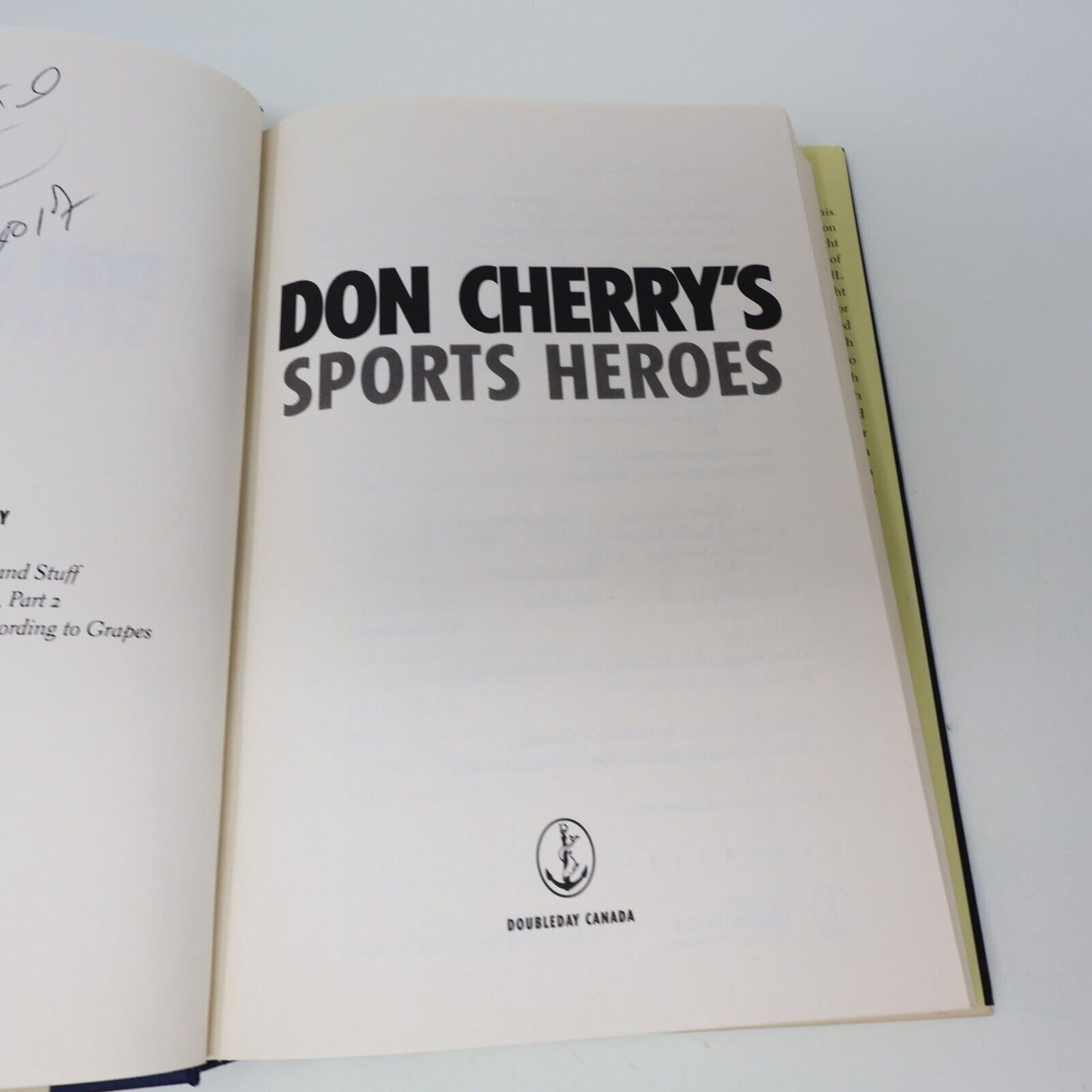 2016 Don Cherry's Sports Heroes Doubleday Canada Hardcover Hockey Book 2010s HC