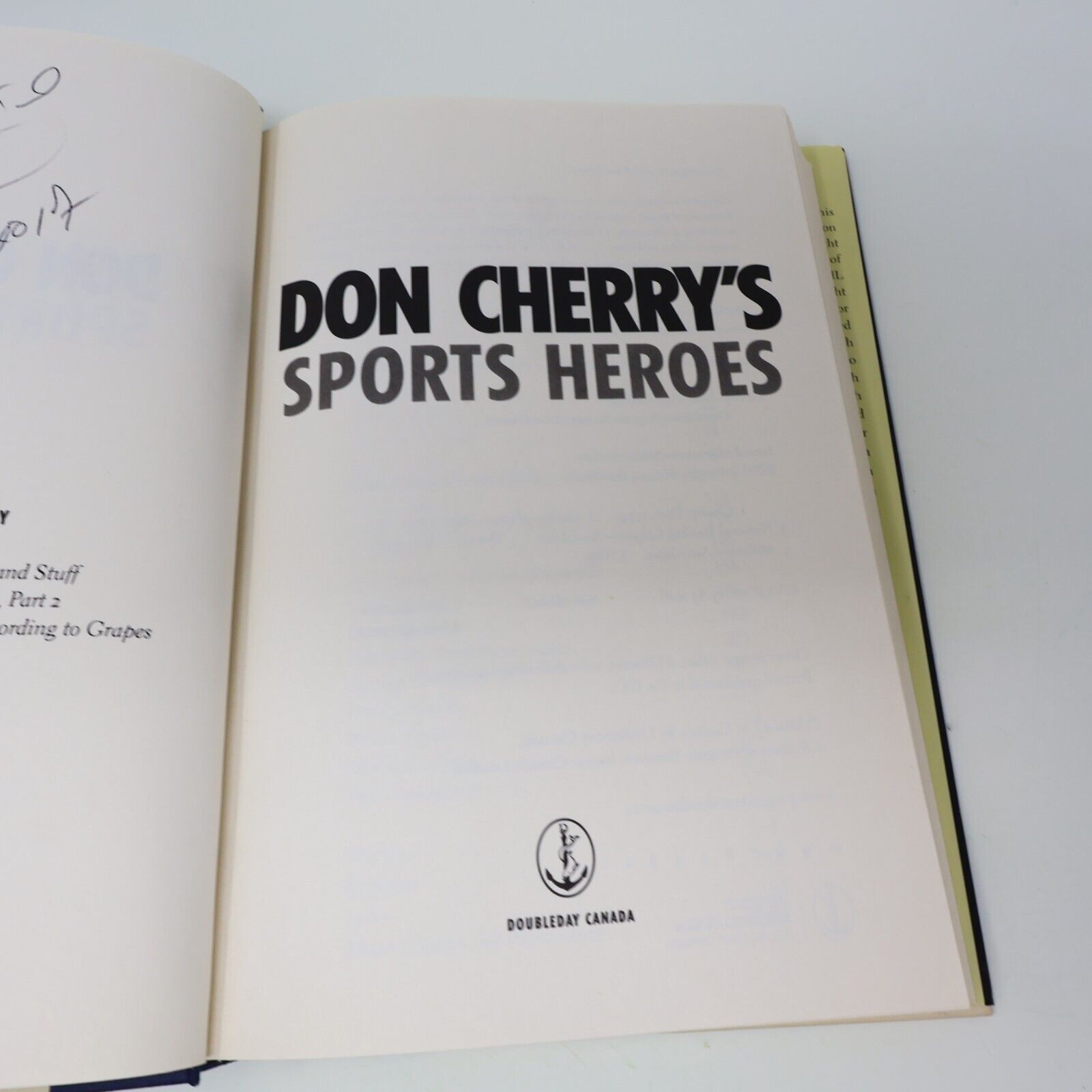 2016 Don Cherry's Sports Heroes Doubleday Canada Hardcover Hockey Book 2010s HC