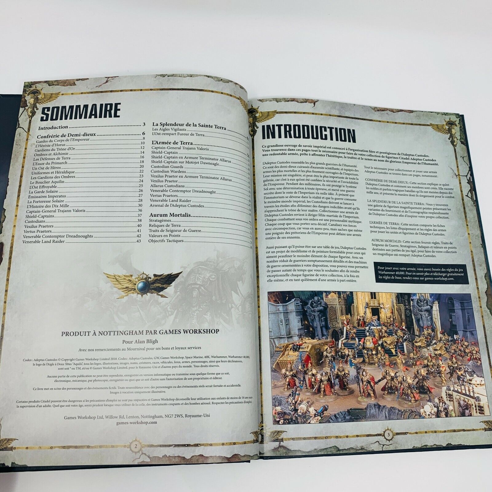 2018 Warhammer 40,000 Codex Adeptus Custodes Games Workshop Livre Français 40k
