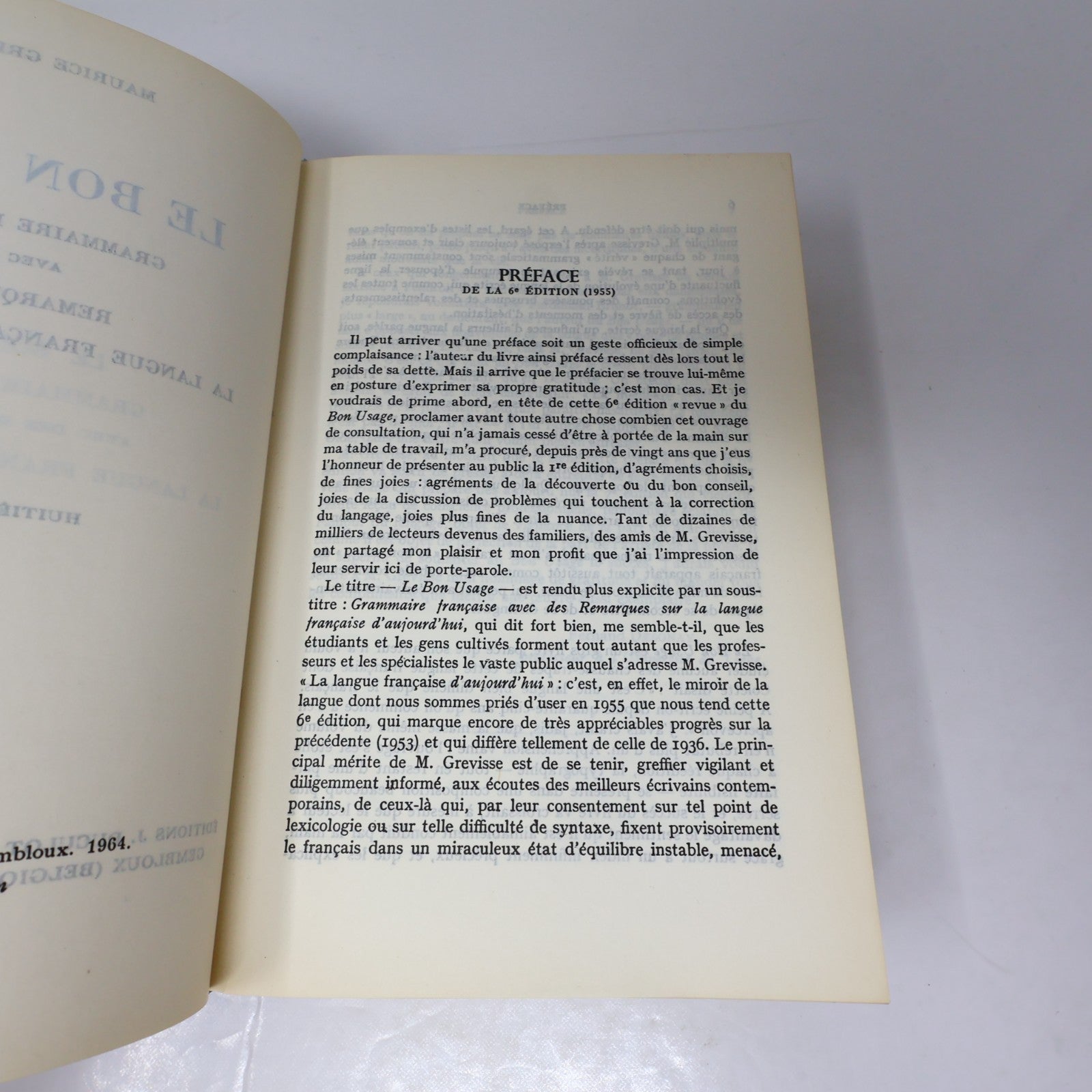 Le Bon Usage Maurice Grevisse Duculot 1964 HC Français French Éducation Langue