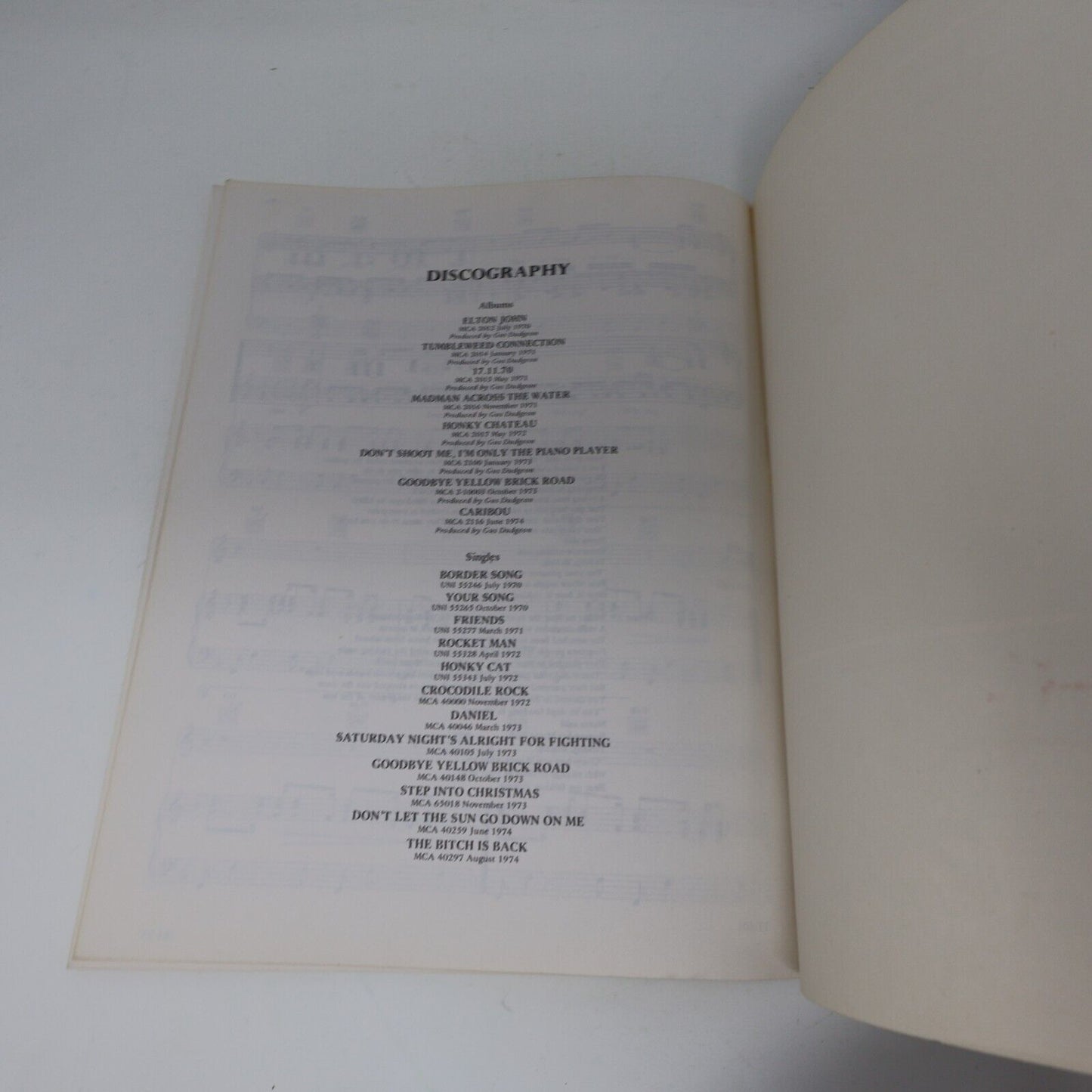 1974 Caribou Songbook Elton John/Bernie Taupin Paperback PB Big Pig Music 70s