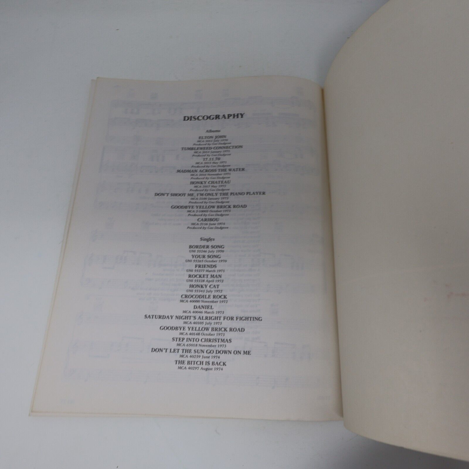 1974 Caribou Songbook Elton John/Bernie Taupin Paperback PB Big Pig Music 70s