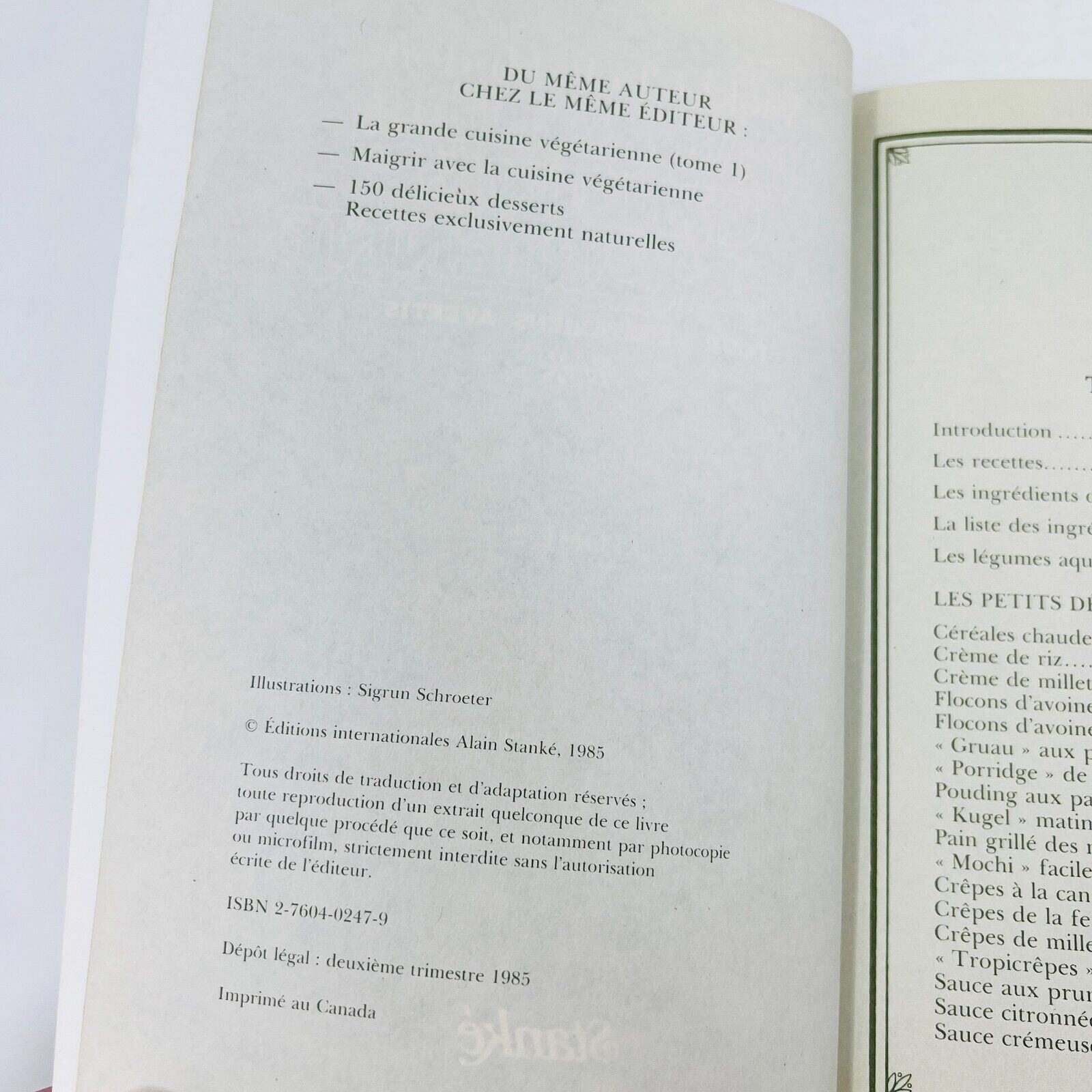 La Grande Cuisine Végétarienne 1-2 Stanké Vicki Chelf Hudon Lot Livres Recettes