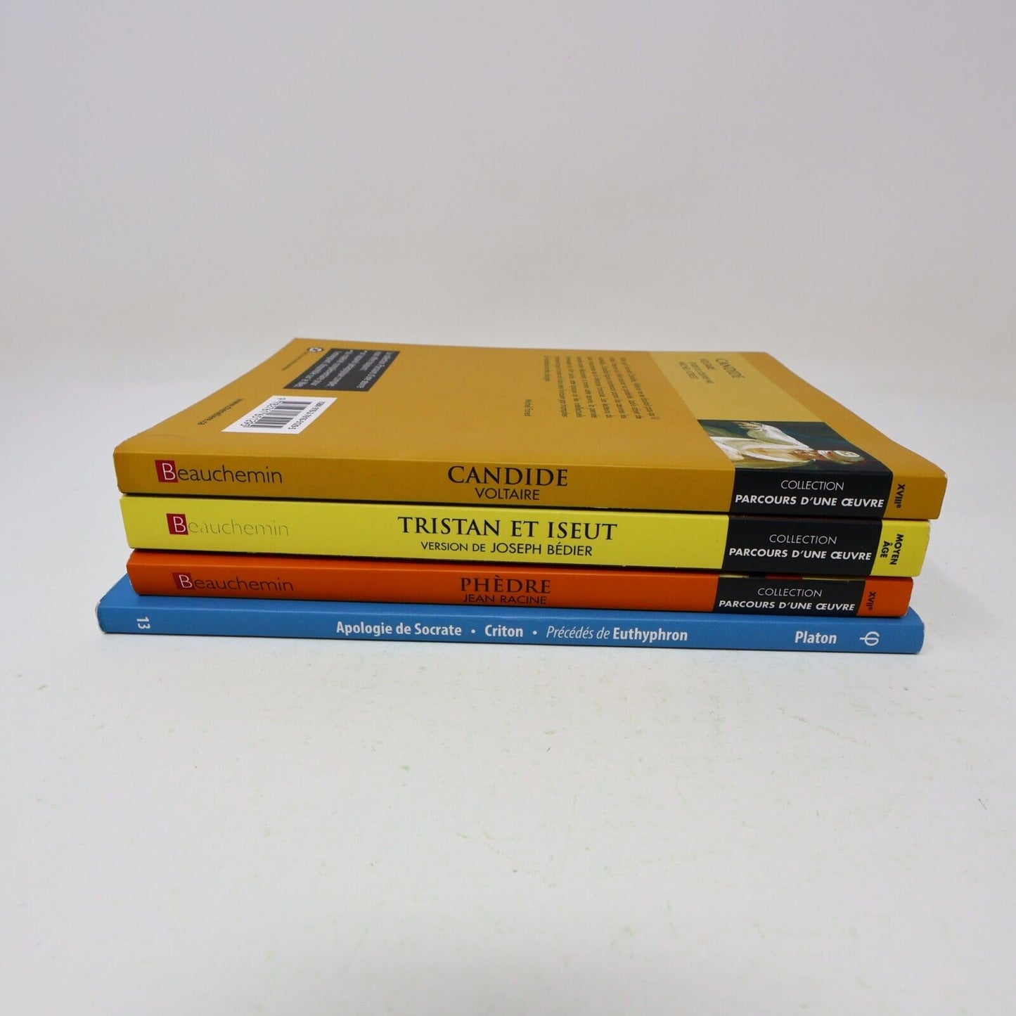 Tristan et Iseut/Candide/Apologie de Socrate/Phèdre Lot Racine/Voltaire/Platon