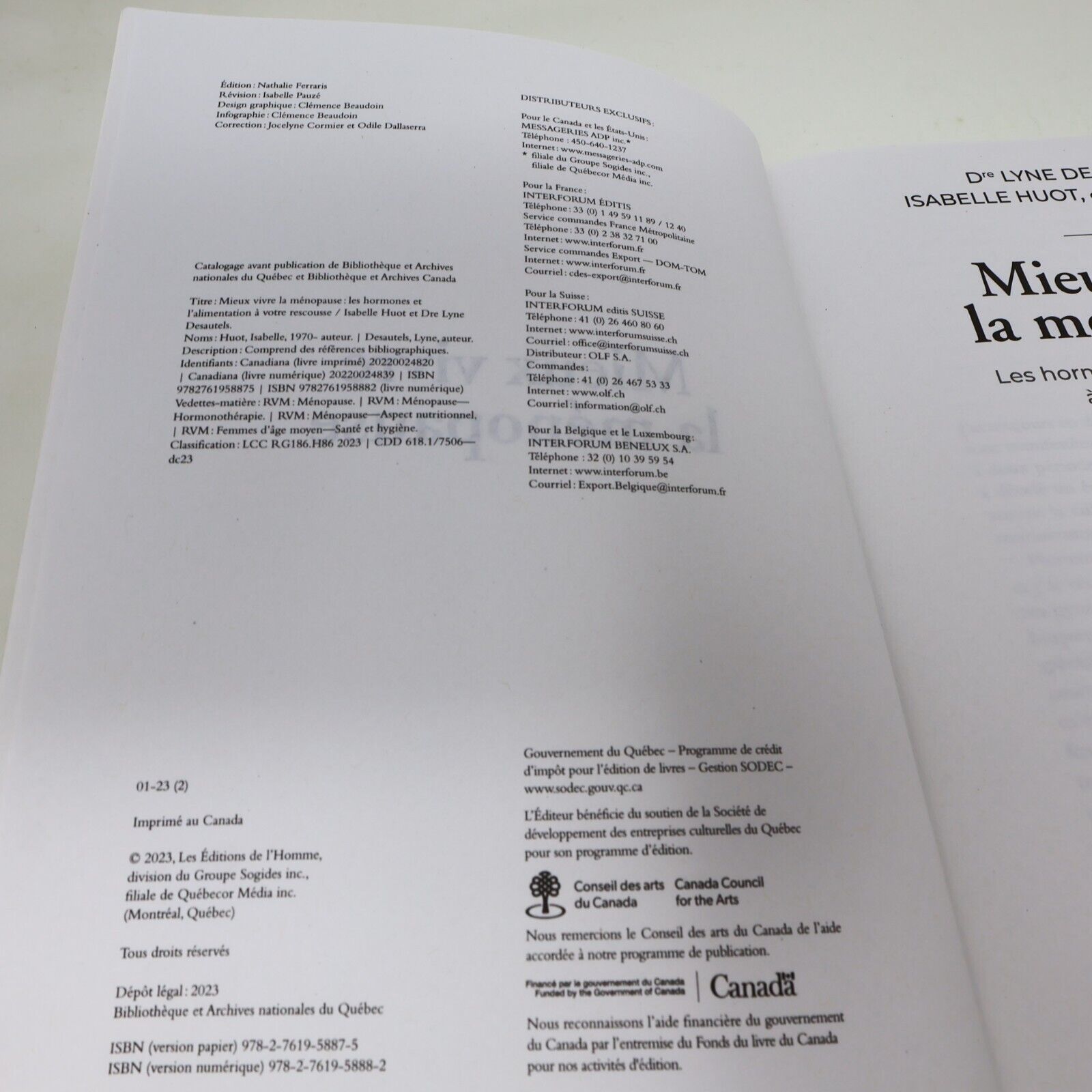 2023 Mieux Vivre la Ménopause Lyne Desautels Isabelle Huot Hormones Alimentation