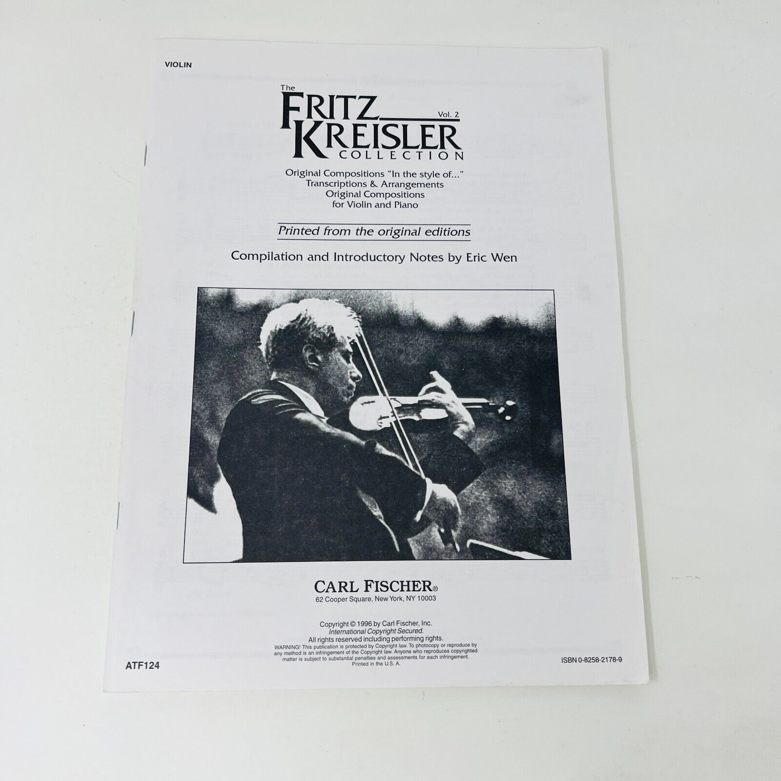 1996 The Fritz Kreisler Collection #2 Songbook Piano & Violin PB Carl Fischer