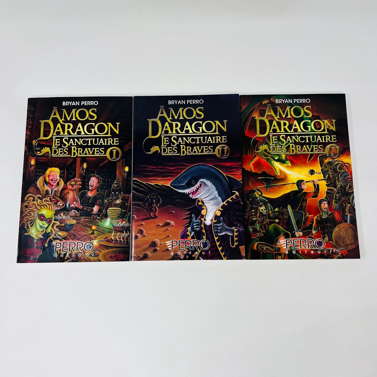 Lot Amos Daragon Le Sanctuaire des Braves #1-3 Série Complète Bryan Perro Livres