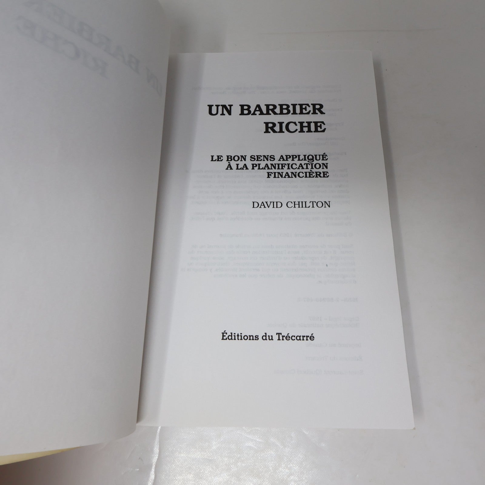 Un Barbier Riche David Chilton Trécarré 1997 PB Français French Affaires Livre