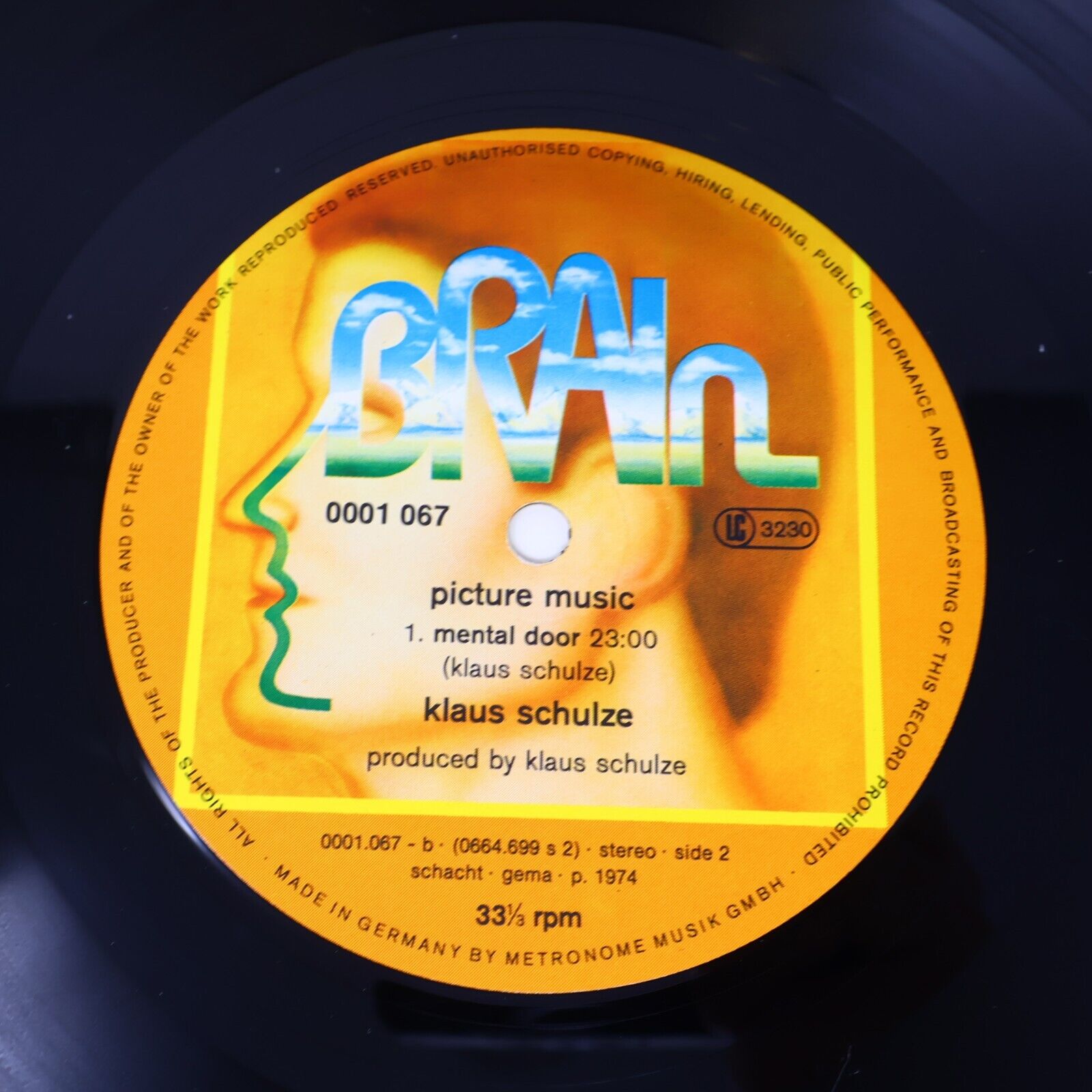 Klaus Schulze Picture Music LP Record Vinyl 1970s Germany Electronic BRAIN 1067