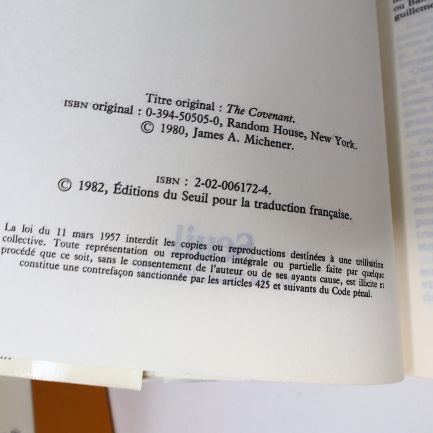 James Albert Michener Lot 2 Livres Chesapeake/L'Alliance Français French Seuil