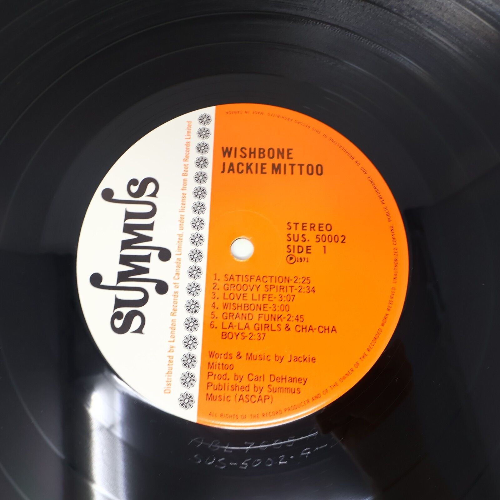 Jackie Mittoo Wishbone LP Record Vinyl Canada 1972 Summus Records SUS 50.002