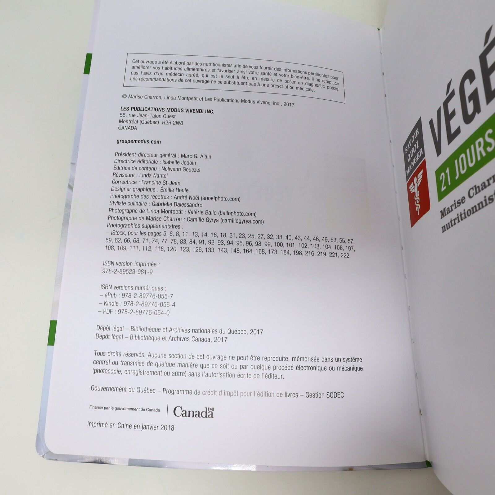 2017 Végétalien 21 Jours de Menus Linda Montpetit Vegan Cuisine Recettes Livre
