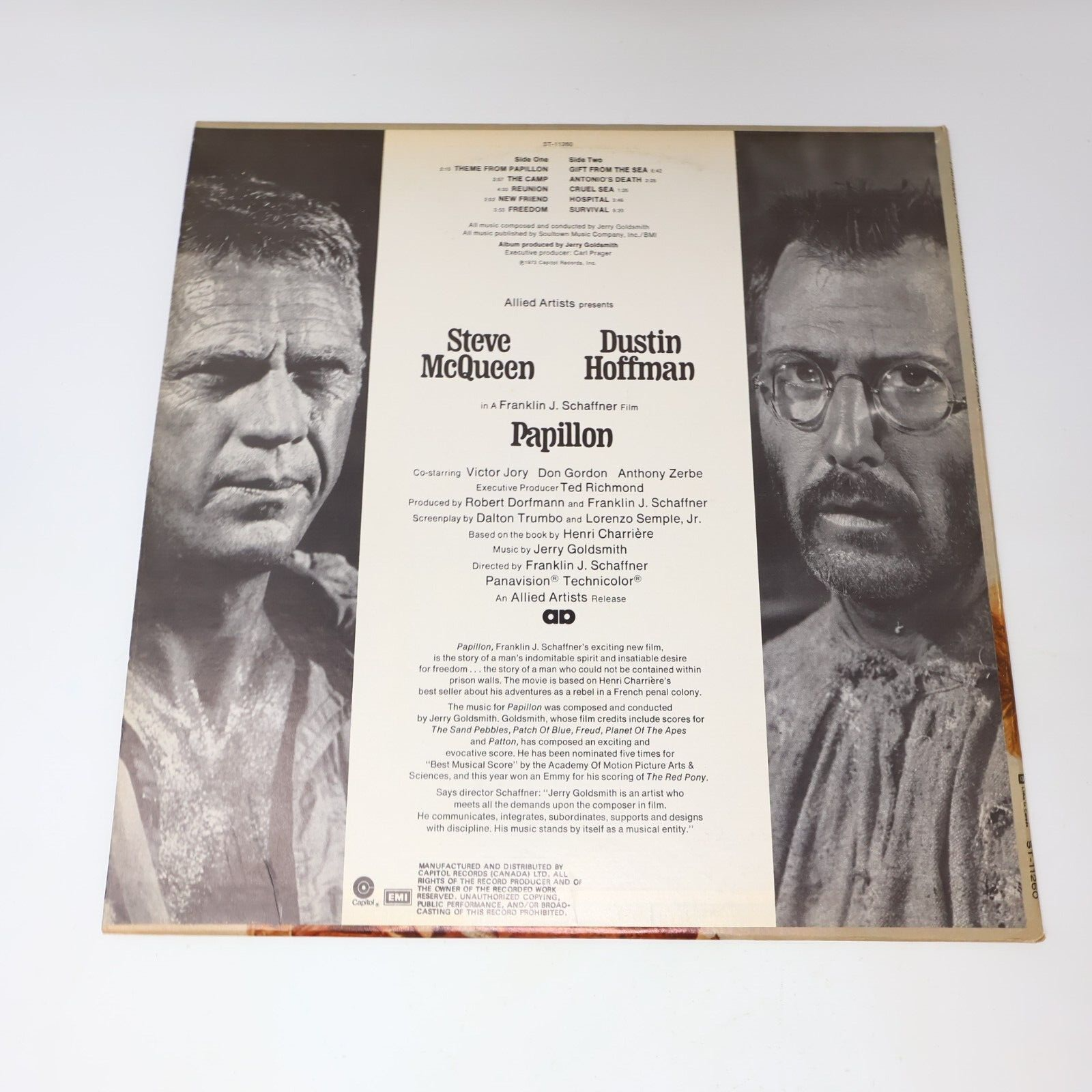 Jerry Goldsmith Papillon Movie Soundtrack LP Record 1973 ST-11260 Steve McQueen