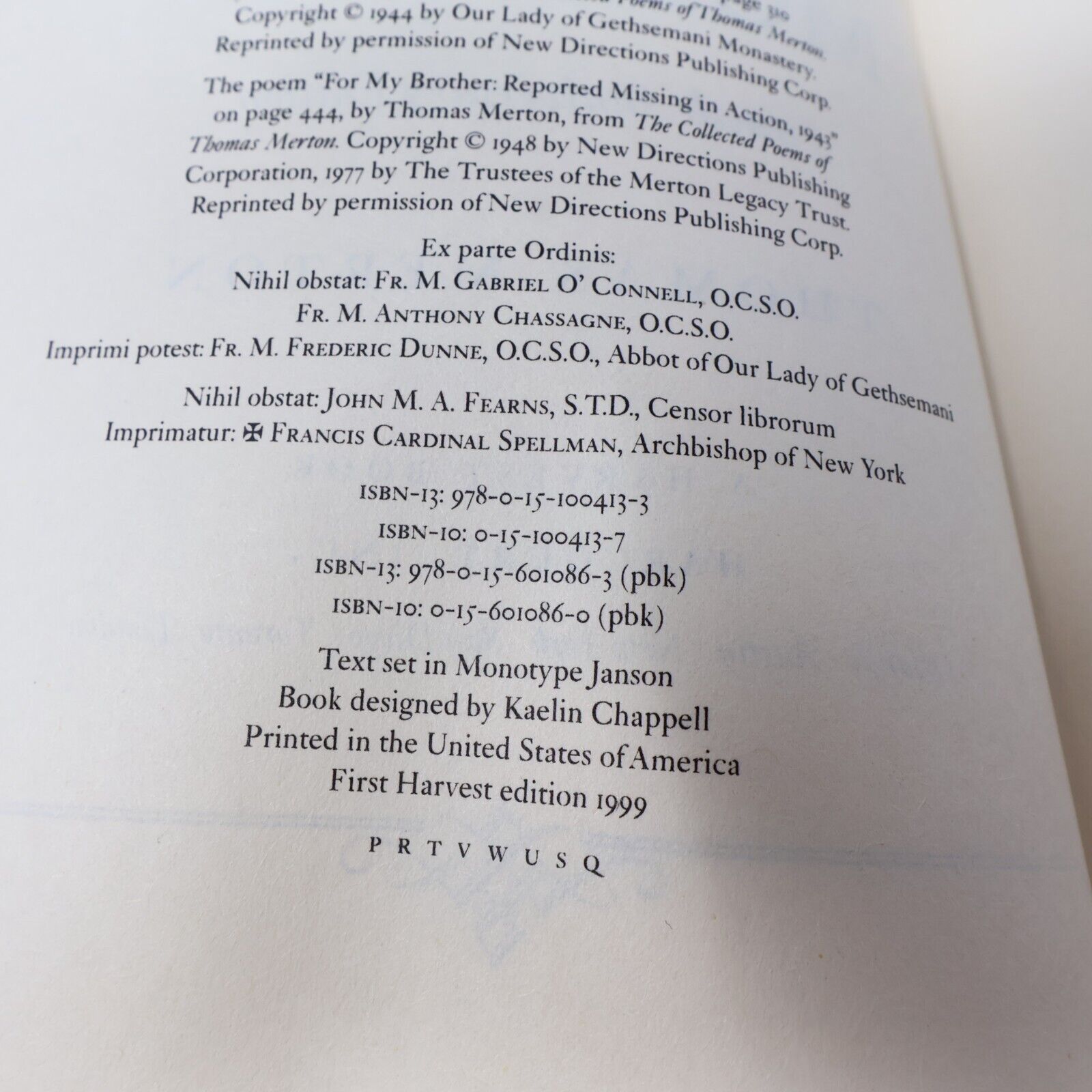 1999 The Seven Storey Mountain Thomas Merton Harcourt Paperback Biography Book