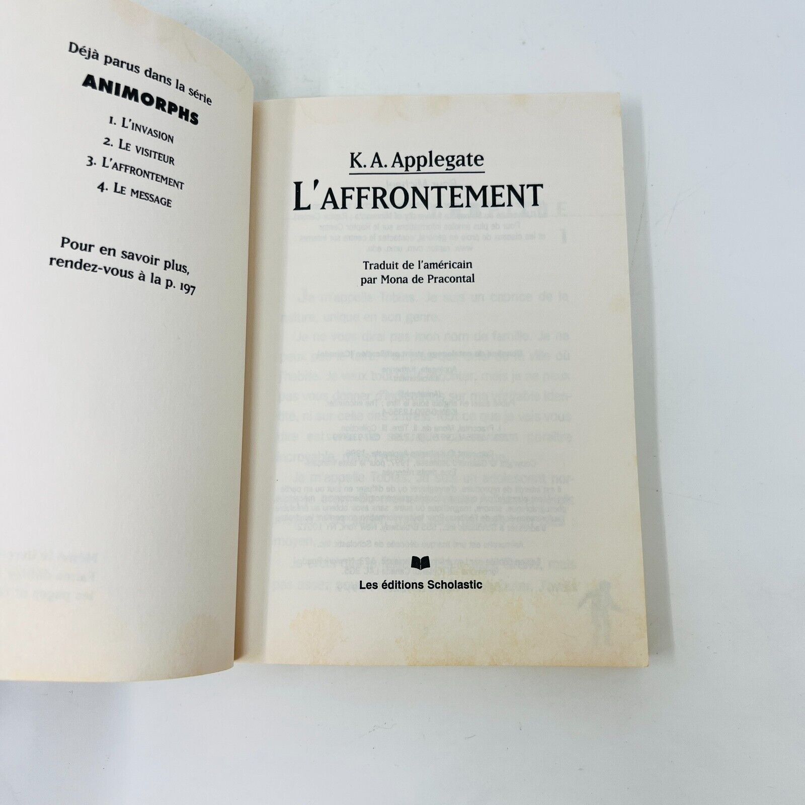 5x Animorphs en Français/French de K. A. Applegate Lot Ennemi/Piège/Solution 90s