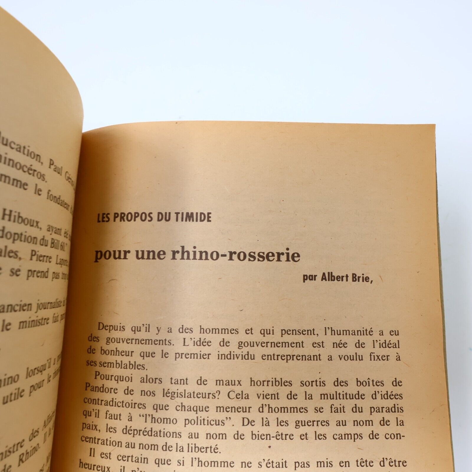 1974 Le Parti Rhinocéros Programmé Victor-Lévy Beaulieu Satire Politique Québec