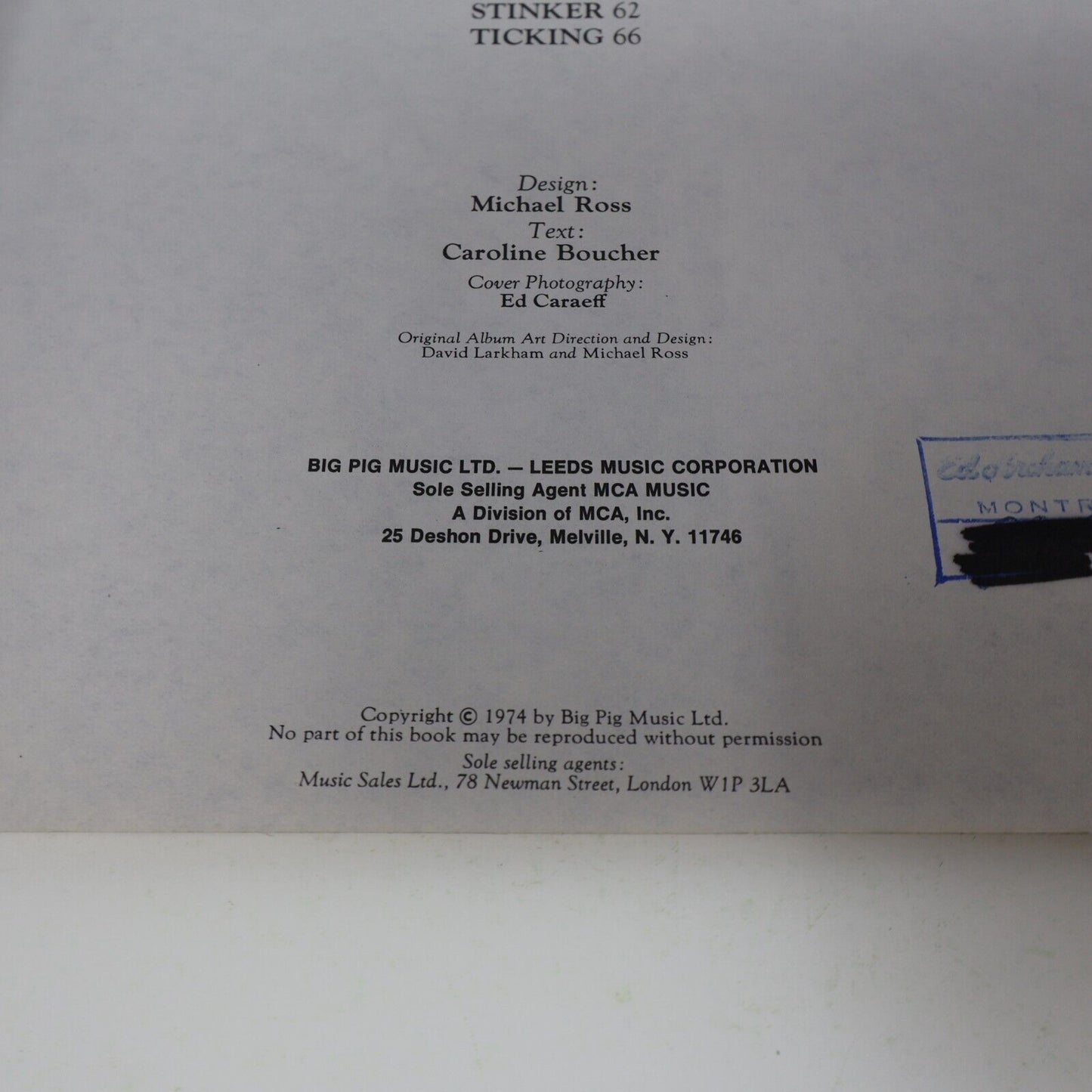1974 Caribou Songbook Elton John/Bernie Taupin Paperback PB Big Pig Music 70s
